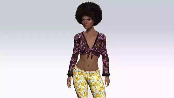 Afro Girl - Fully Rigged 3D model 