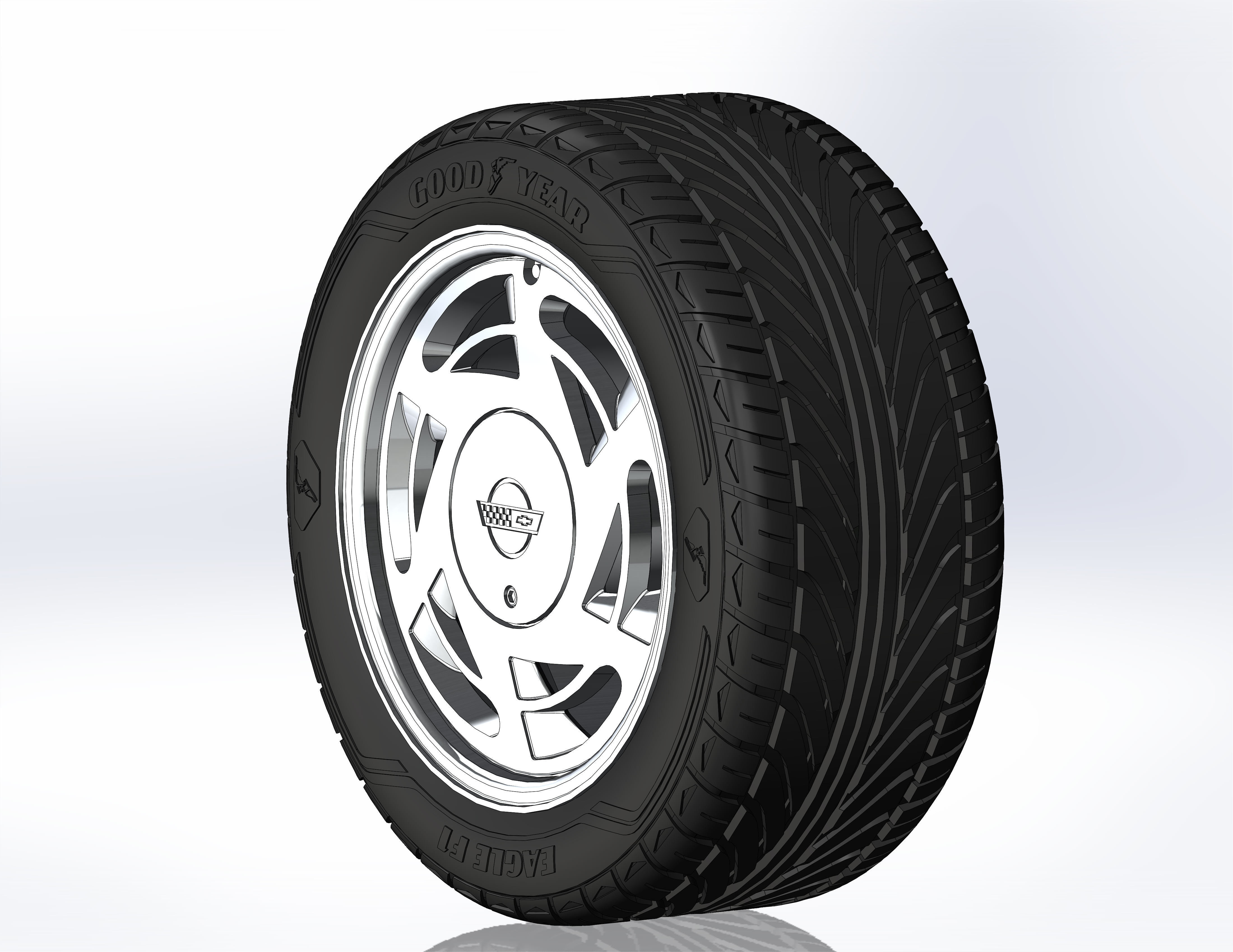 Wheels for scale model of Vette 1989 3D print model_1