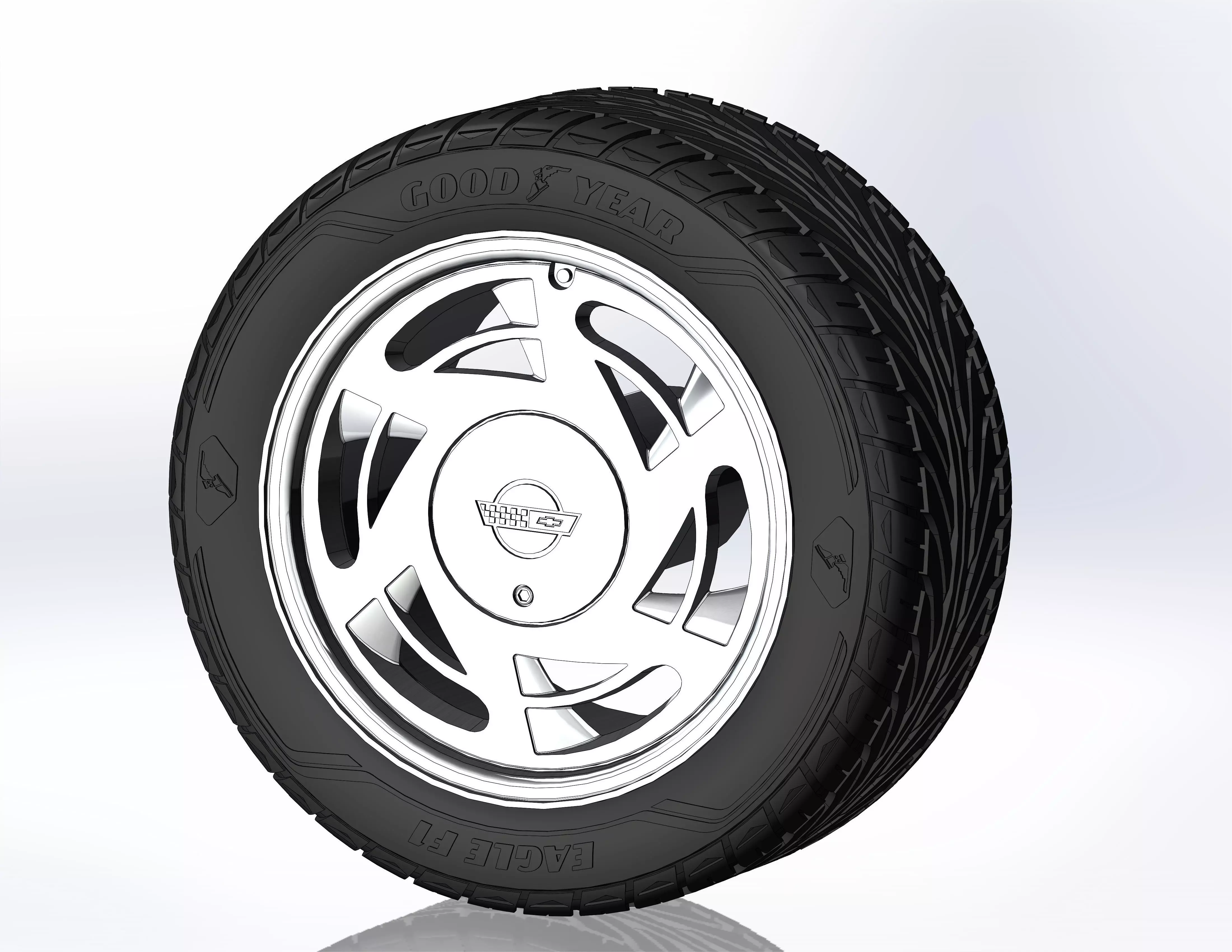 Wheels for scale model of Vette 1989 3D print model_0