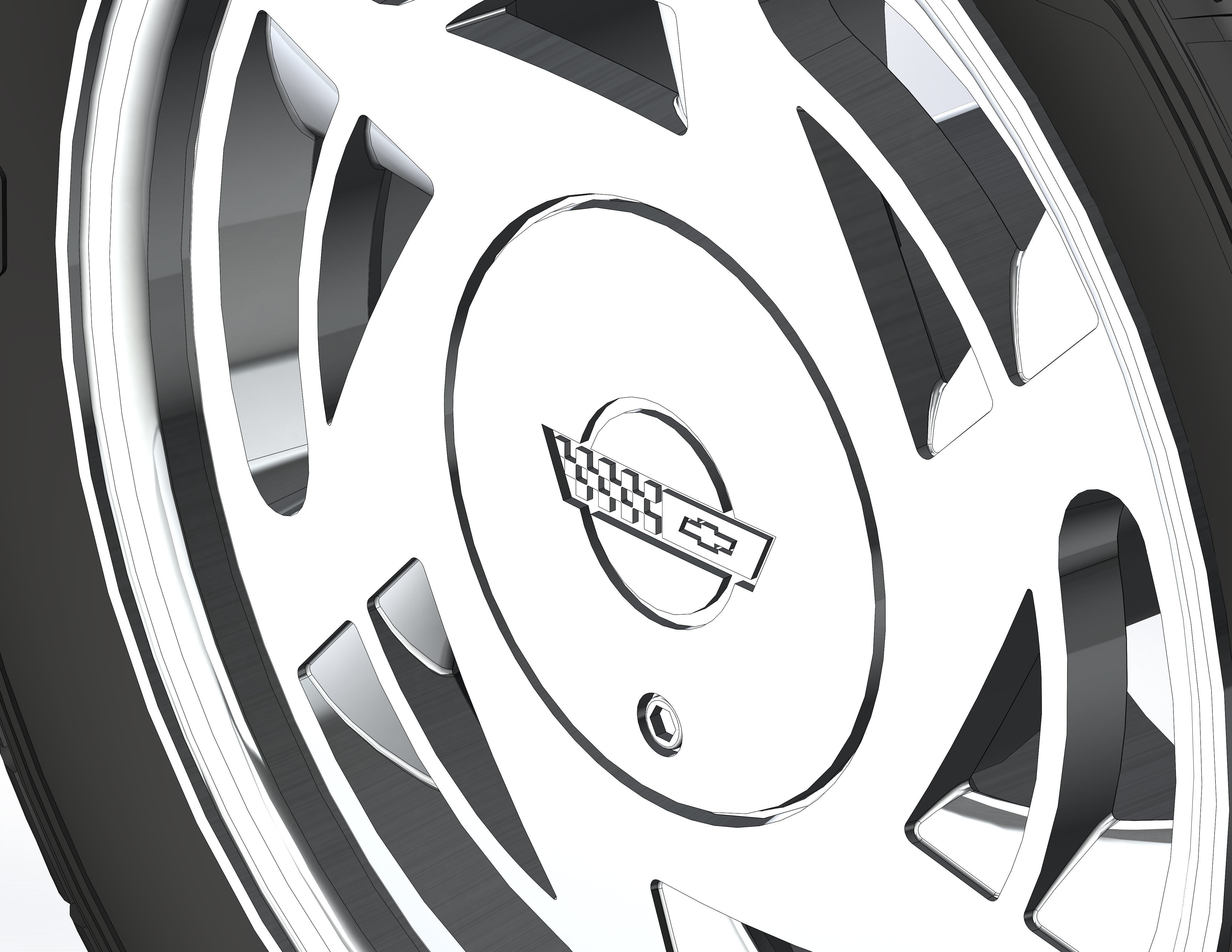 Wheels for scale model of Vette 1989 3D print model_7