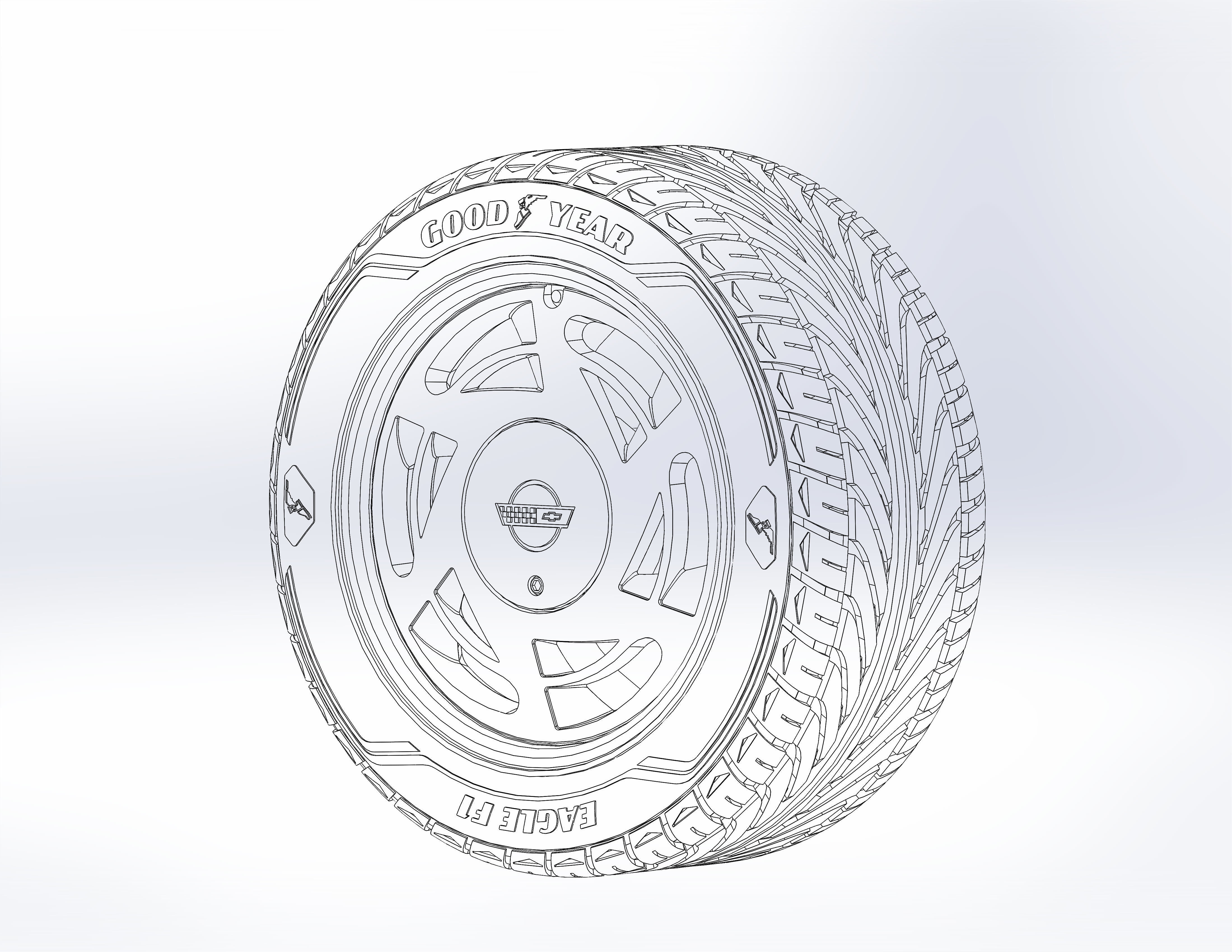Wheels for scale model of Vette 1989 3D print model_10