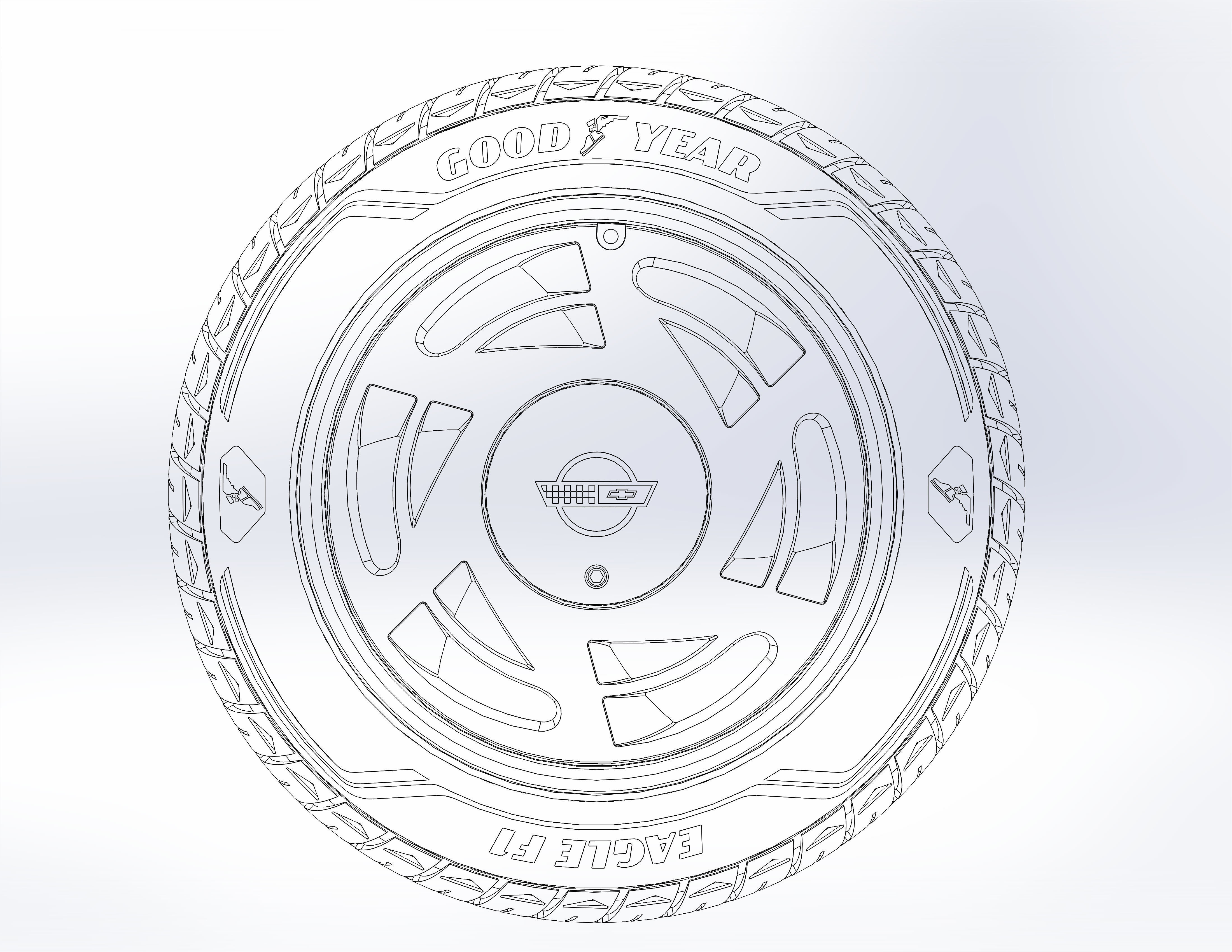 Wheels for scale model of Vette 1989 3D print model_9