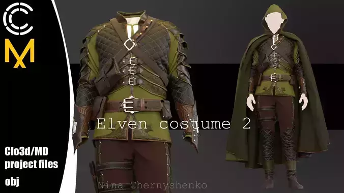 Elven costume 2 - Marvelous Designer and OBJ