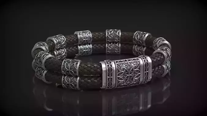 Leather Cord Gothic Style Bracelet for Men  3D print model