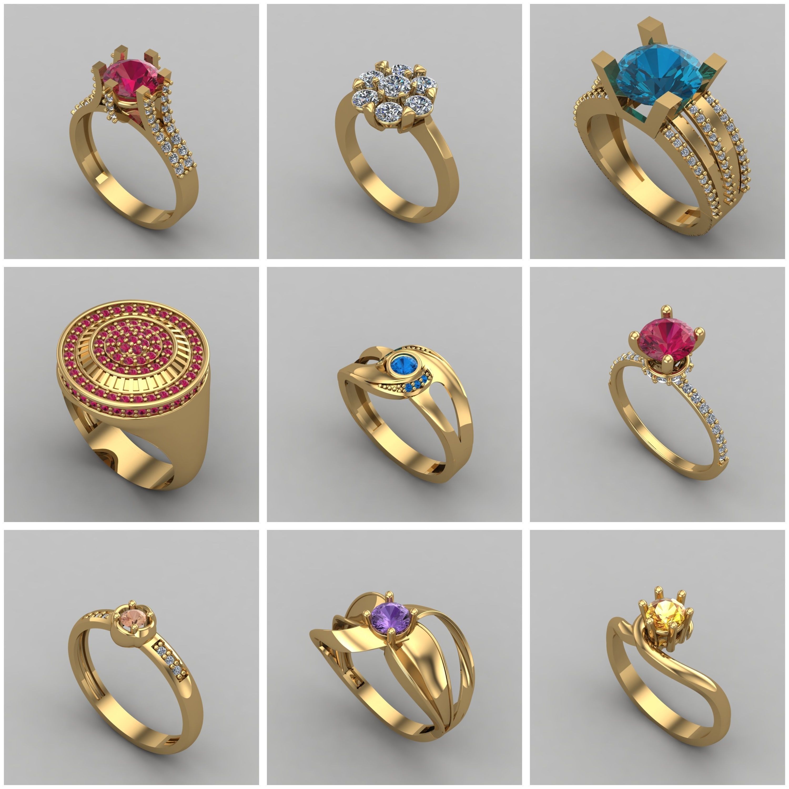 1330 Model Womens ring STL rings for ladies machine ready 3D Model Collection_23