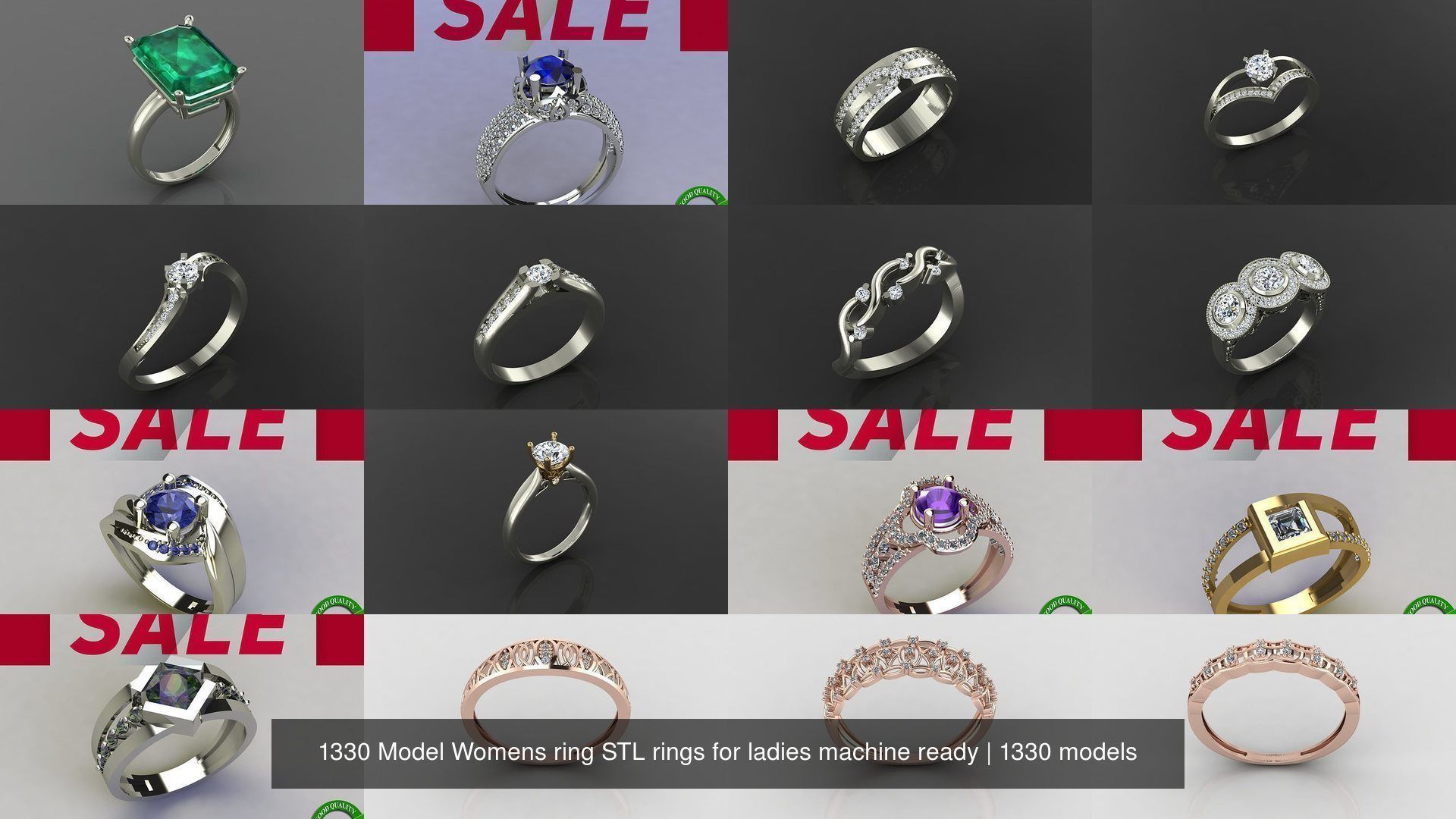 1330 Model Womens ring STL rings for ladies machine ready 3D Model Collection_17