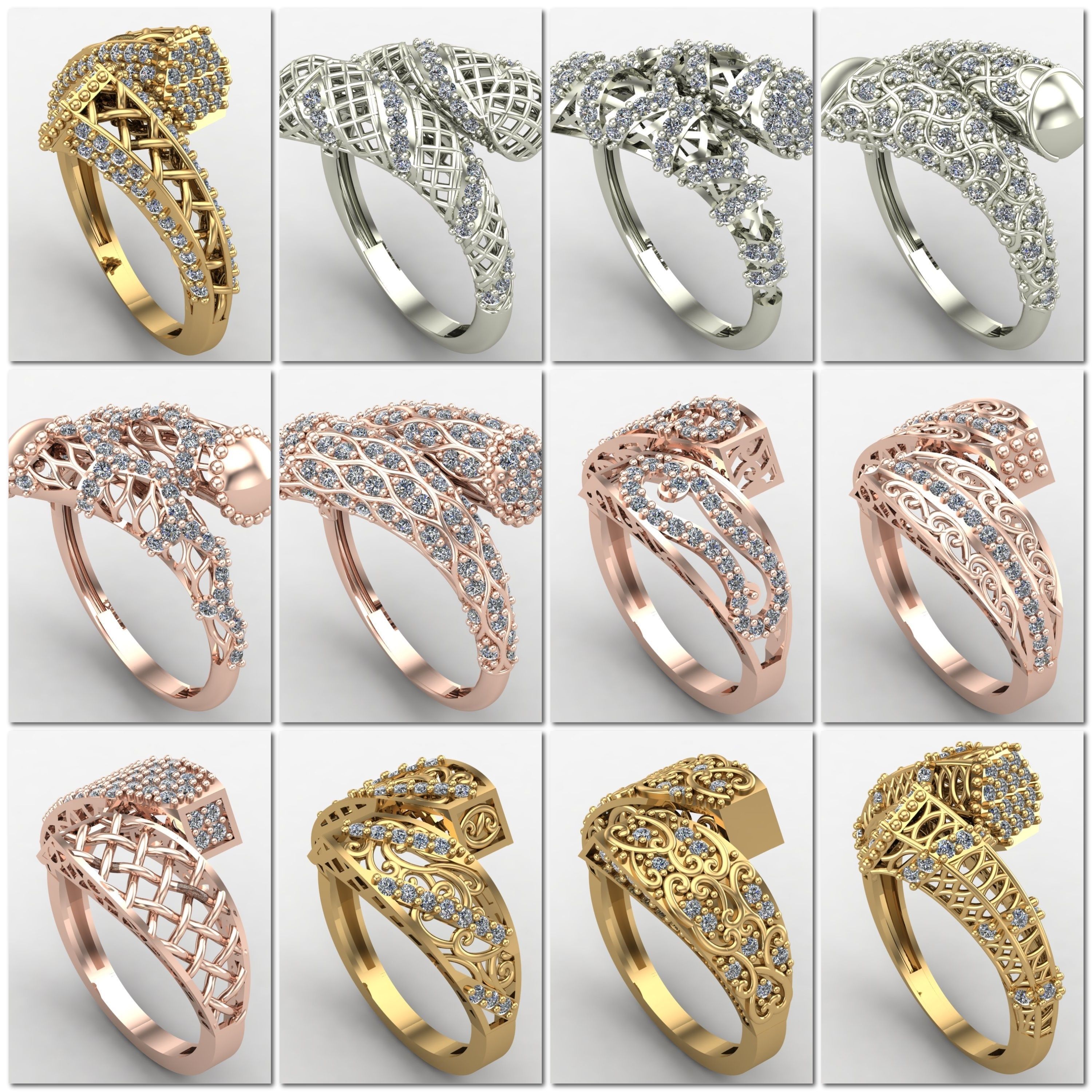 1330 Model Womens ring STL rings for ladies machine ready 3D Model Collection_122