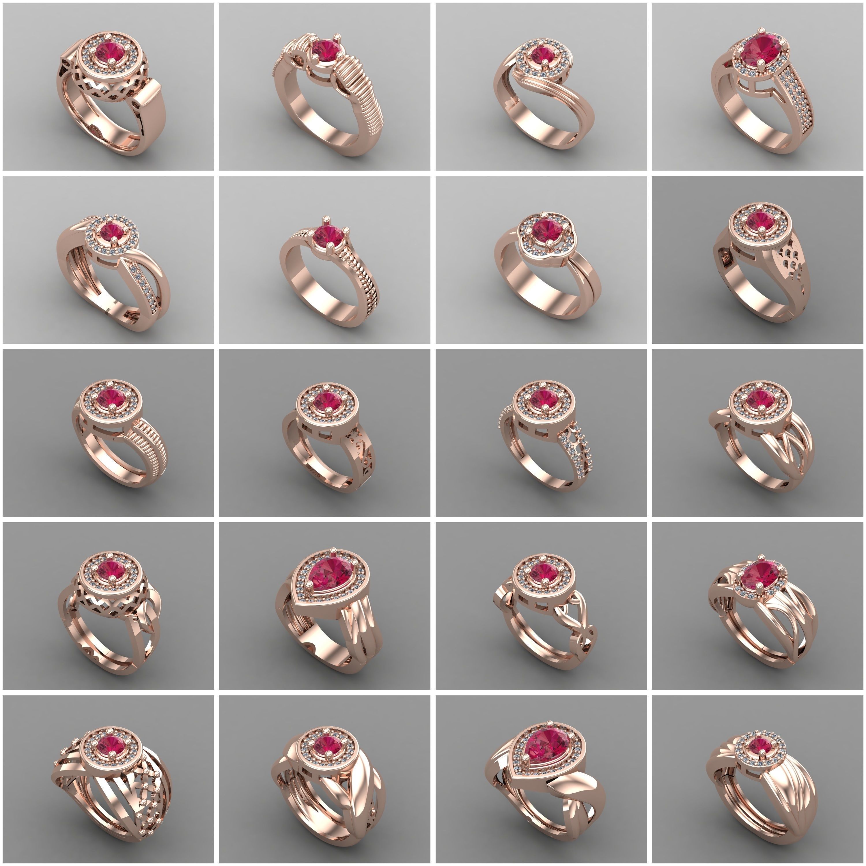 1330 Model Womens ring STL rings for ladies machine ready 3D Model Collection_60