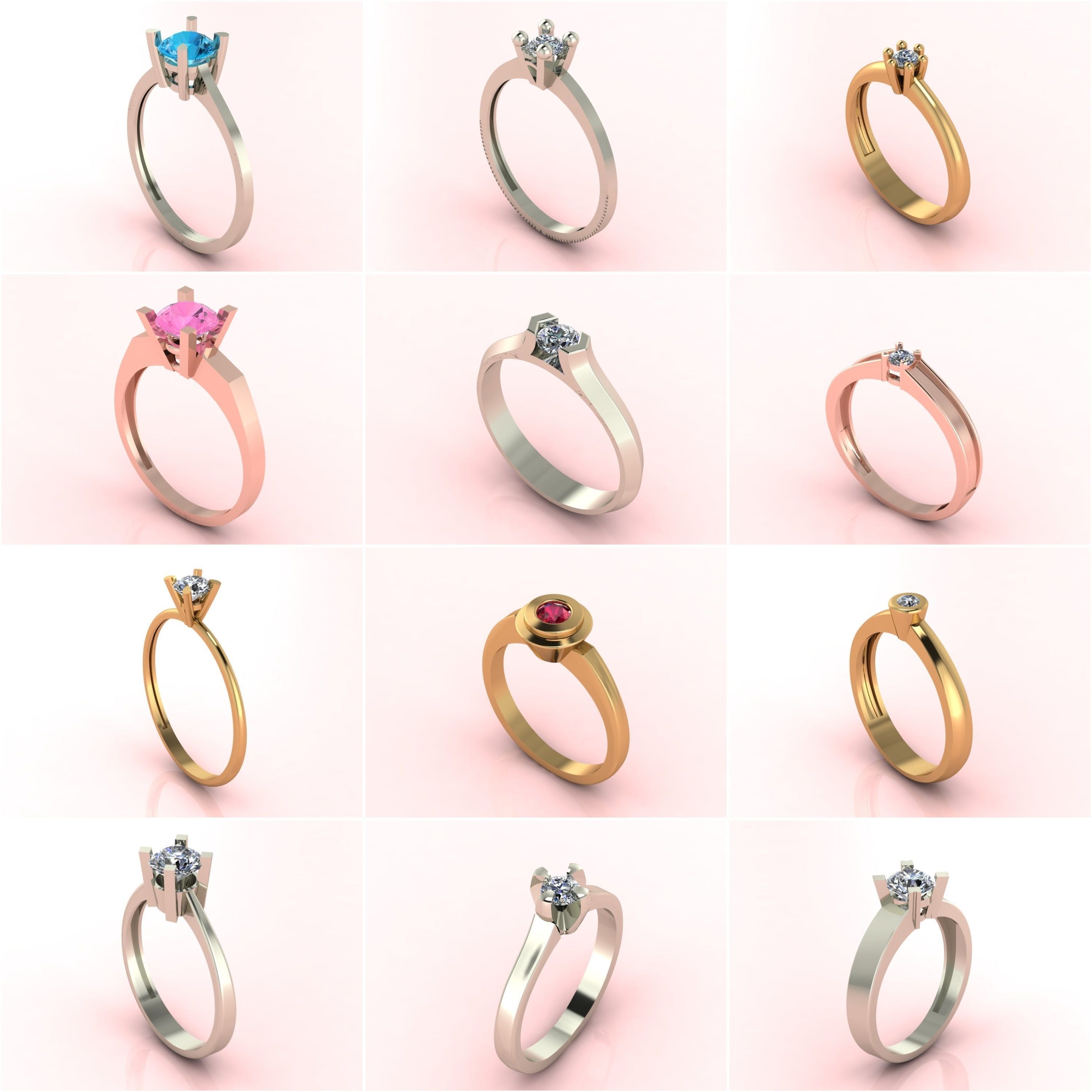 1330 Model Womens ring STL rings for ladies machine ready 3D Model Collection_5