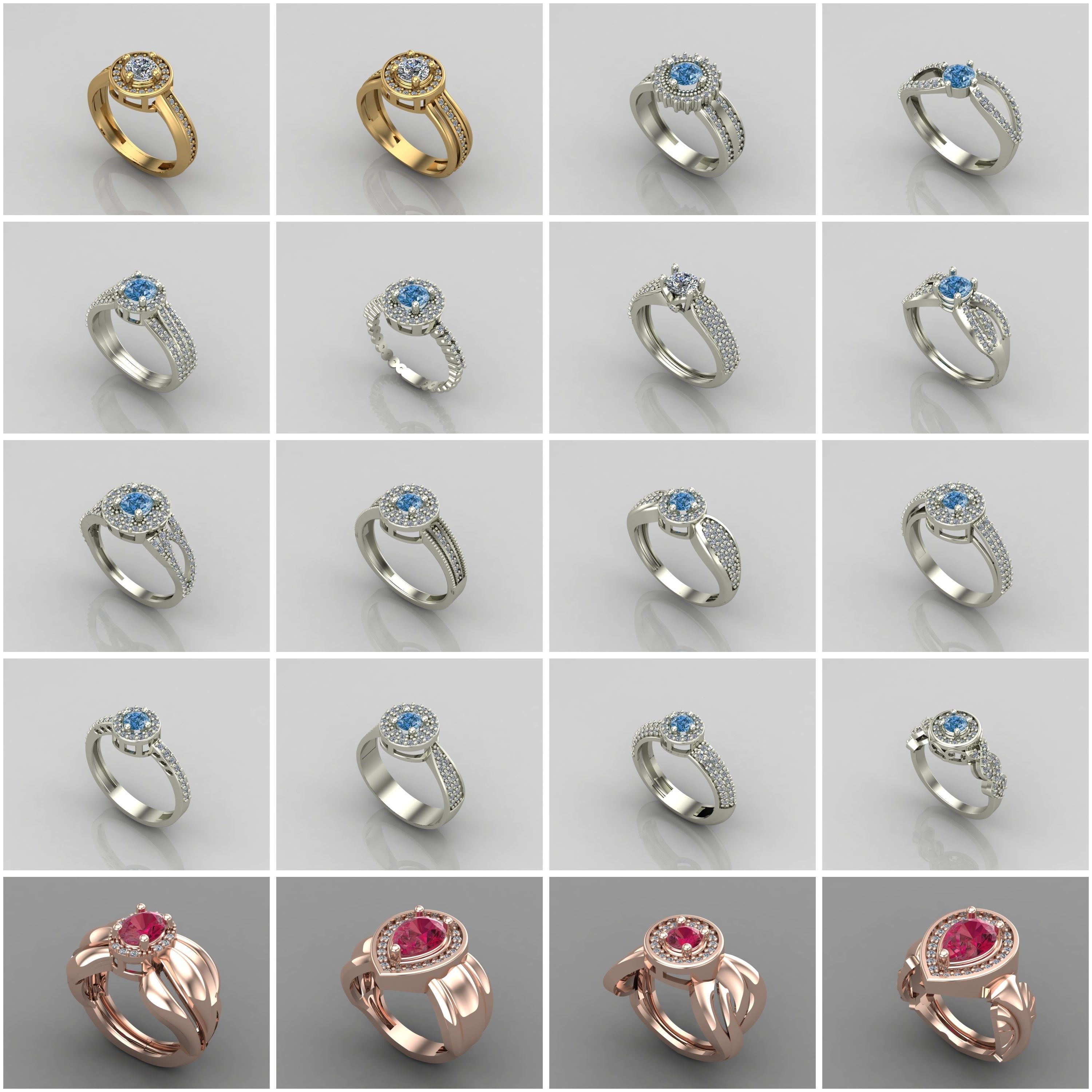1330 Model Womens ring STL rings for ladies machine ready 3D Model Collection_42