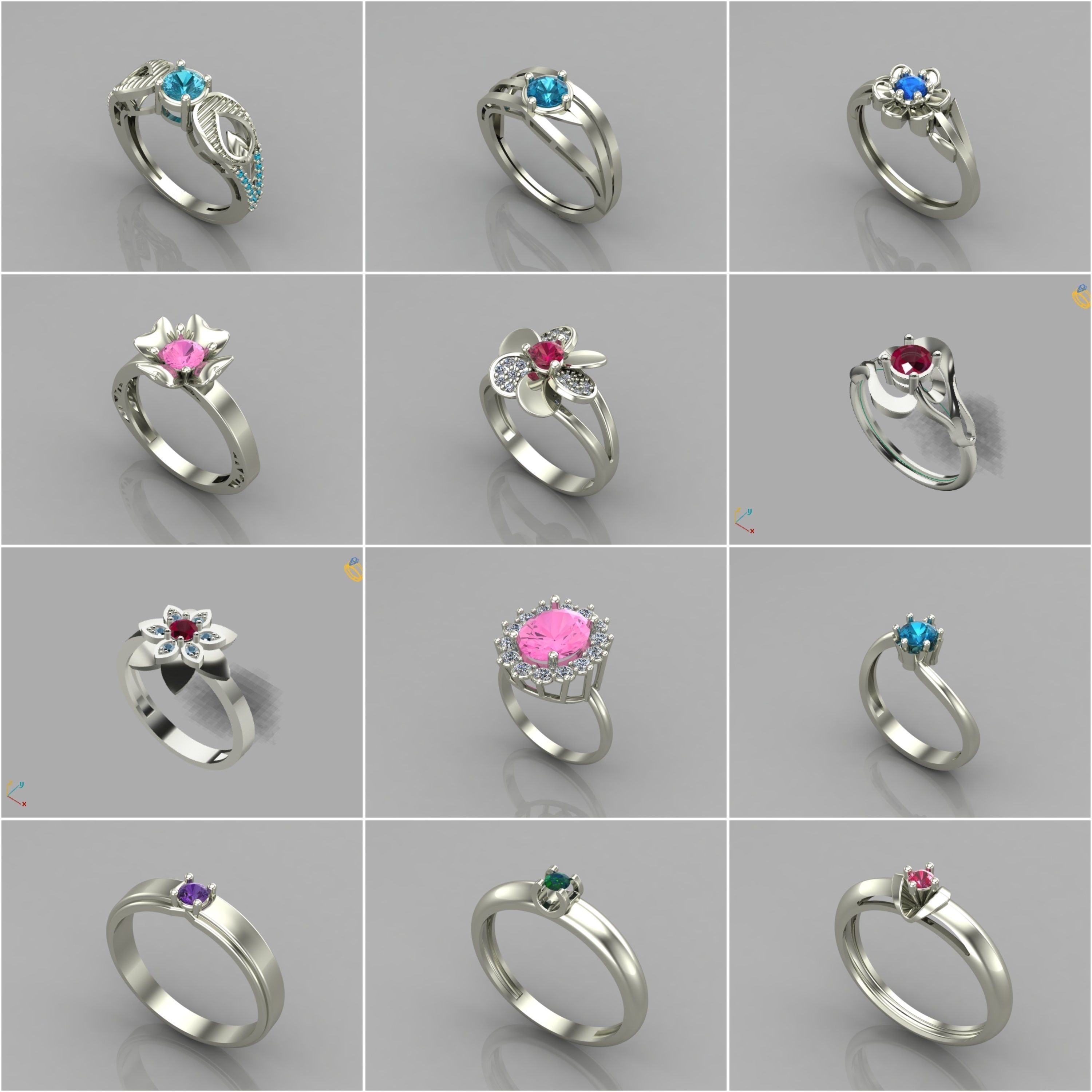 1330 Model Womens ring STL rings for ladies machine ready 3D Model Collection_7