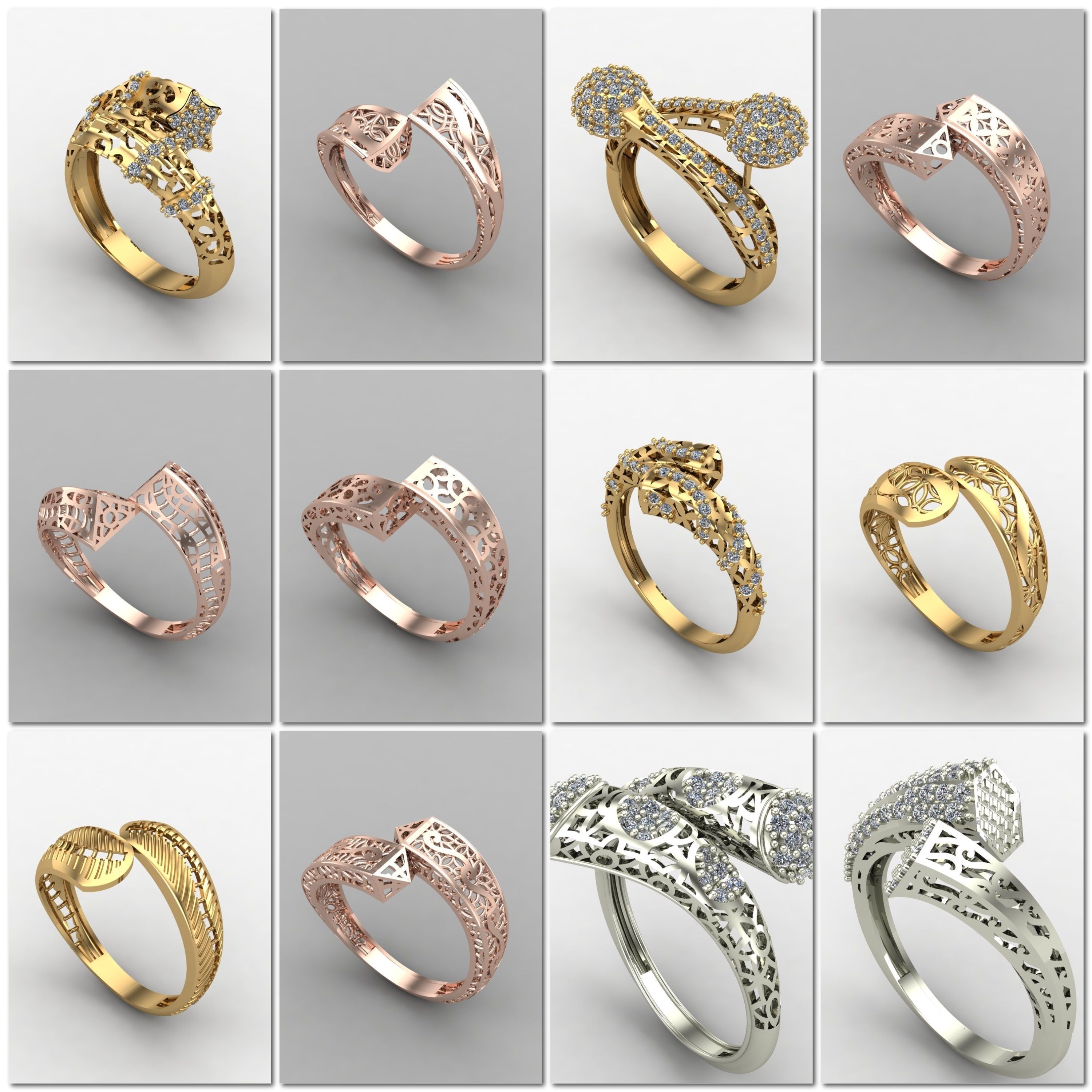 1330 Model Womens ring STL rings for ladies machine ready 3D Model Collection_68