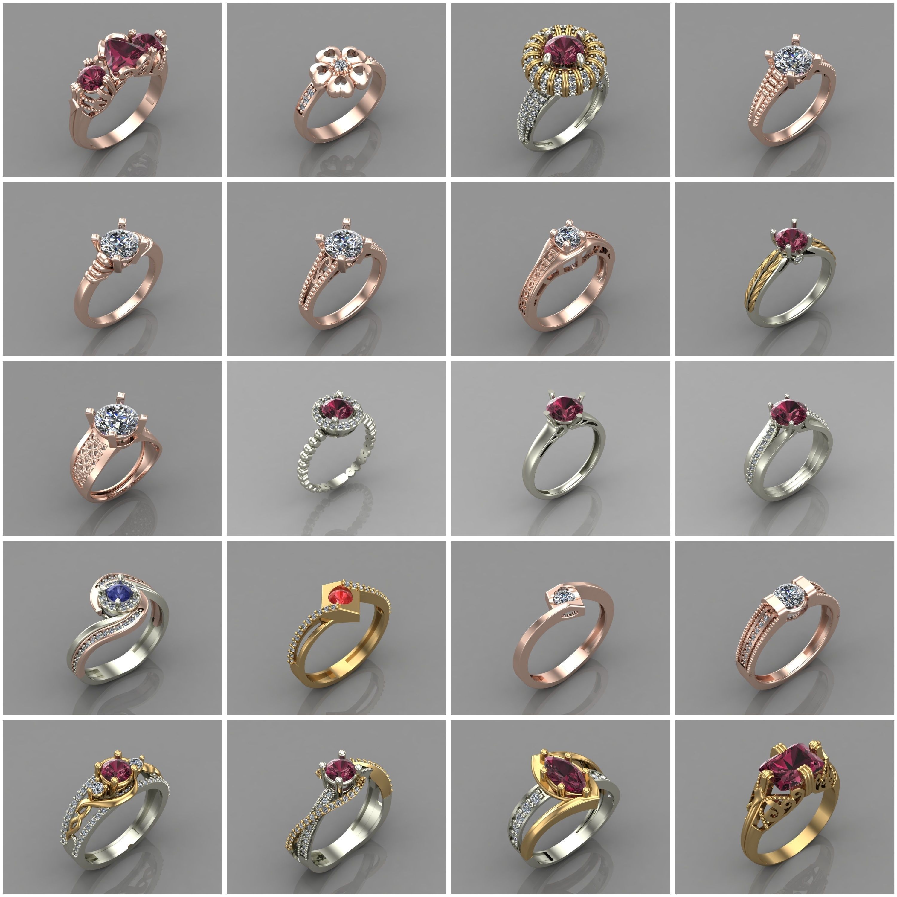 1330 Model Womens ring STL rings for ladies machine ready 3D Model Collection_36