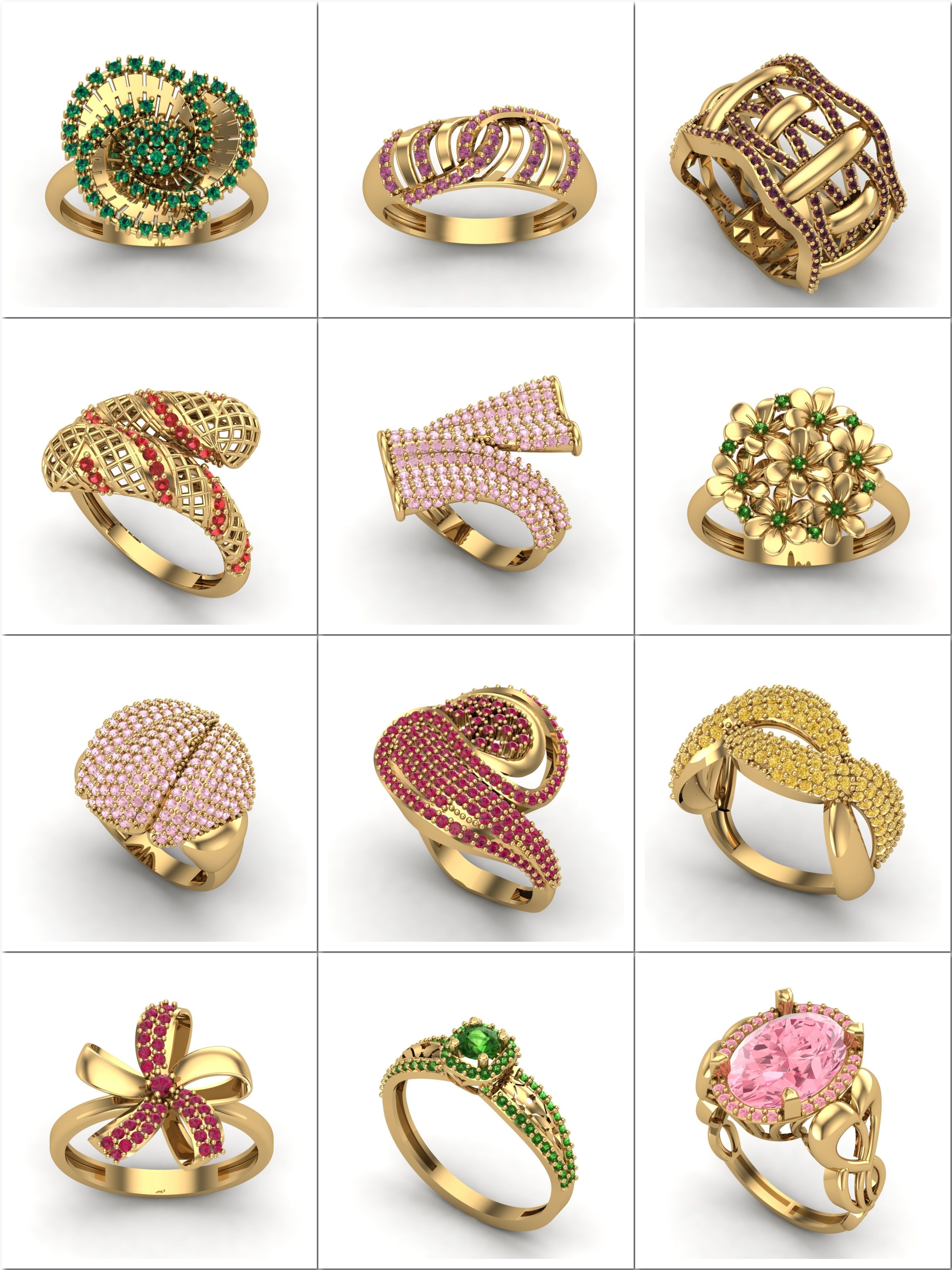 1330 Model Womens ring STL rings for ladies machine ready 3D Model Collection_142