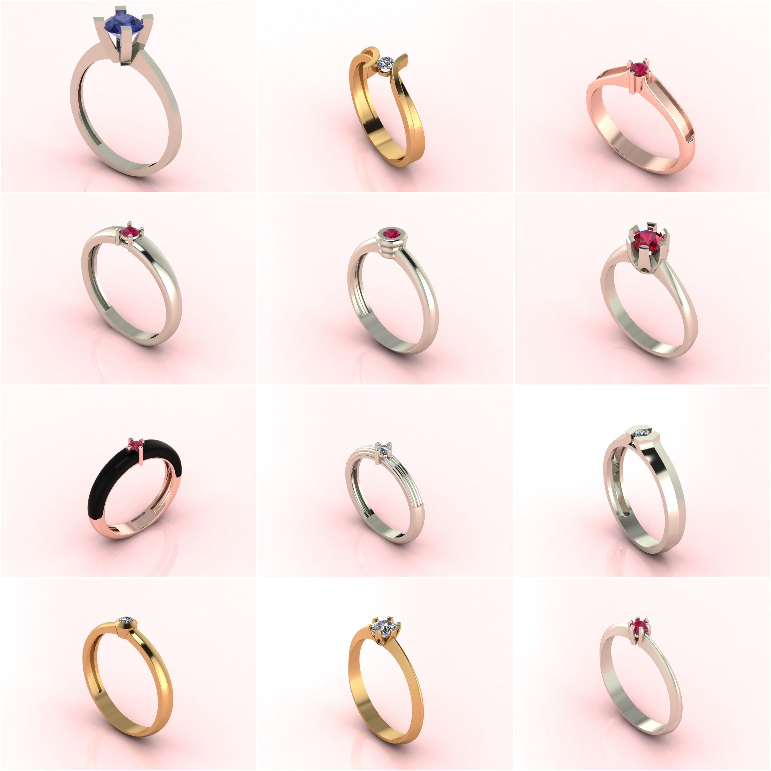 1330 Model Womens ring STL rings for ladies machine ready 3D Model Collection_4