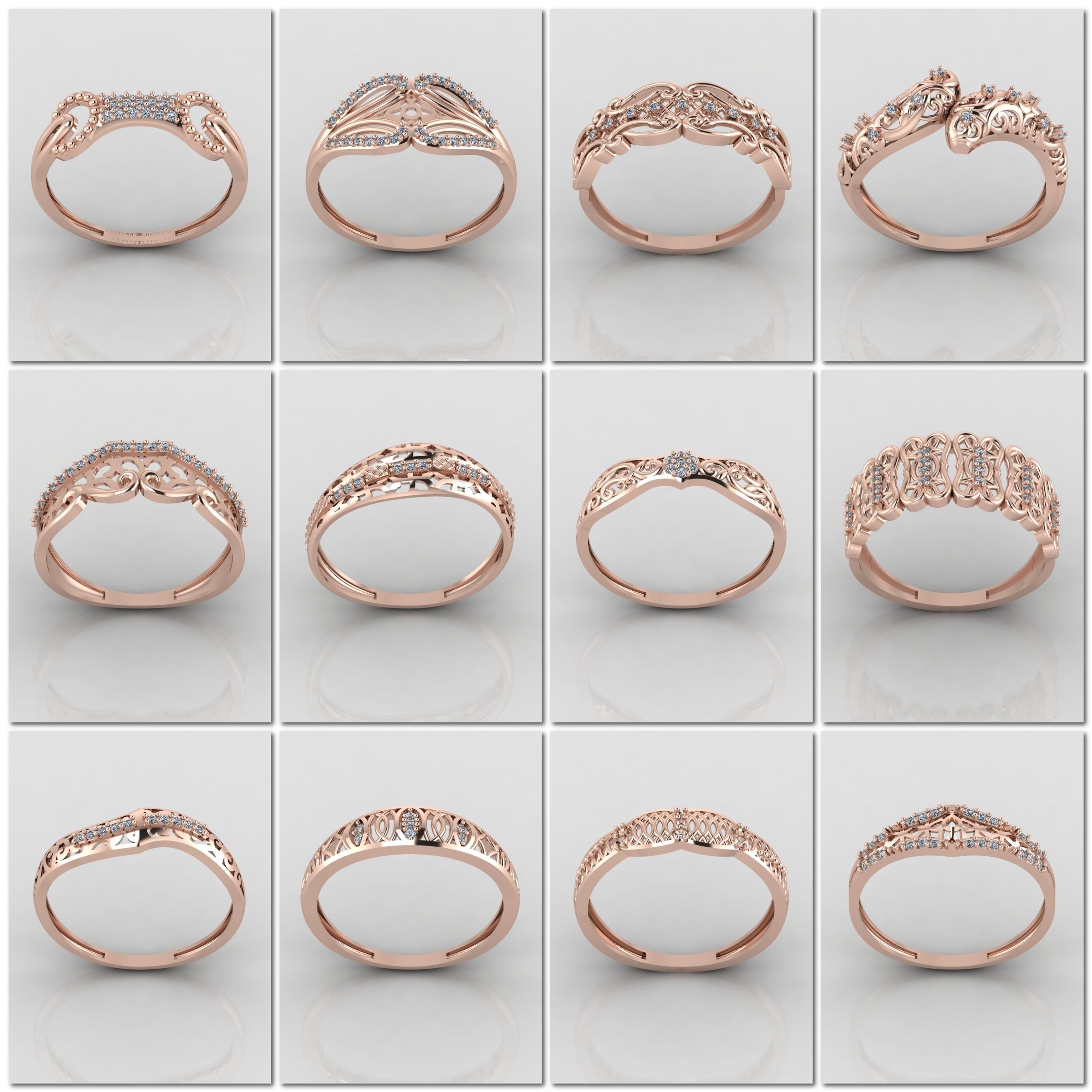 1330 Model Womens ring STL rings for ladies machine ready 3D Model Collection_35