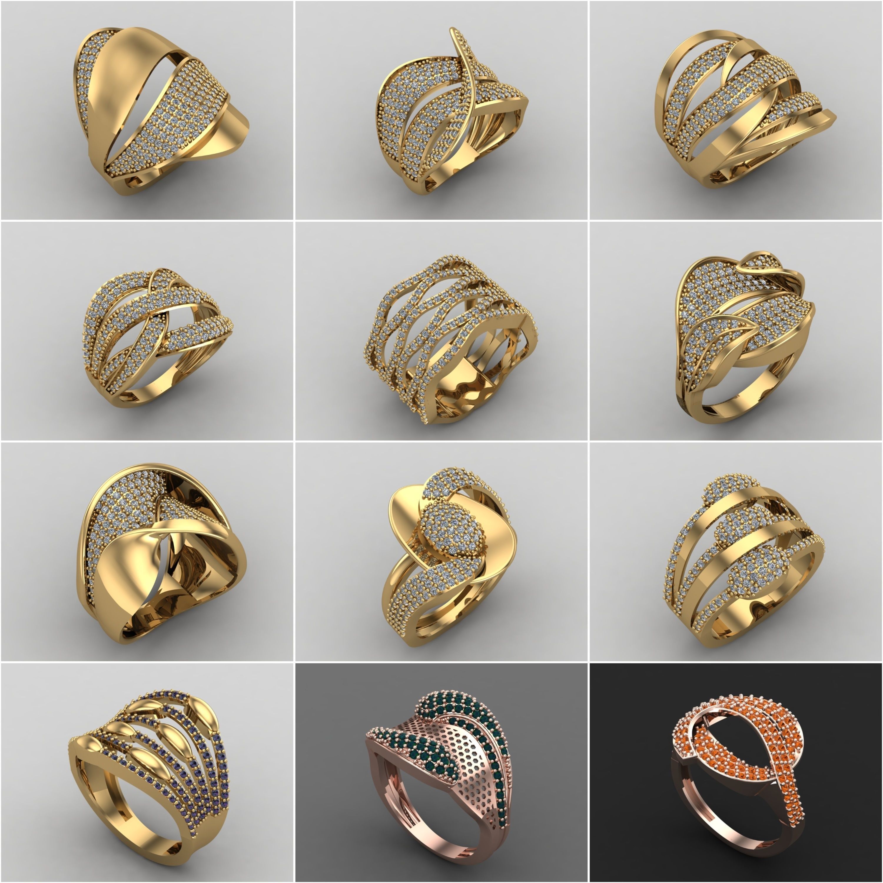 1330 Model Womens ring STL rings for ladies machine ready 3D Model Collection_75