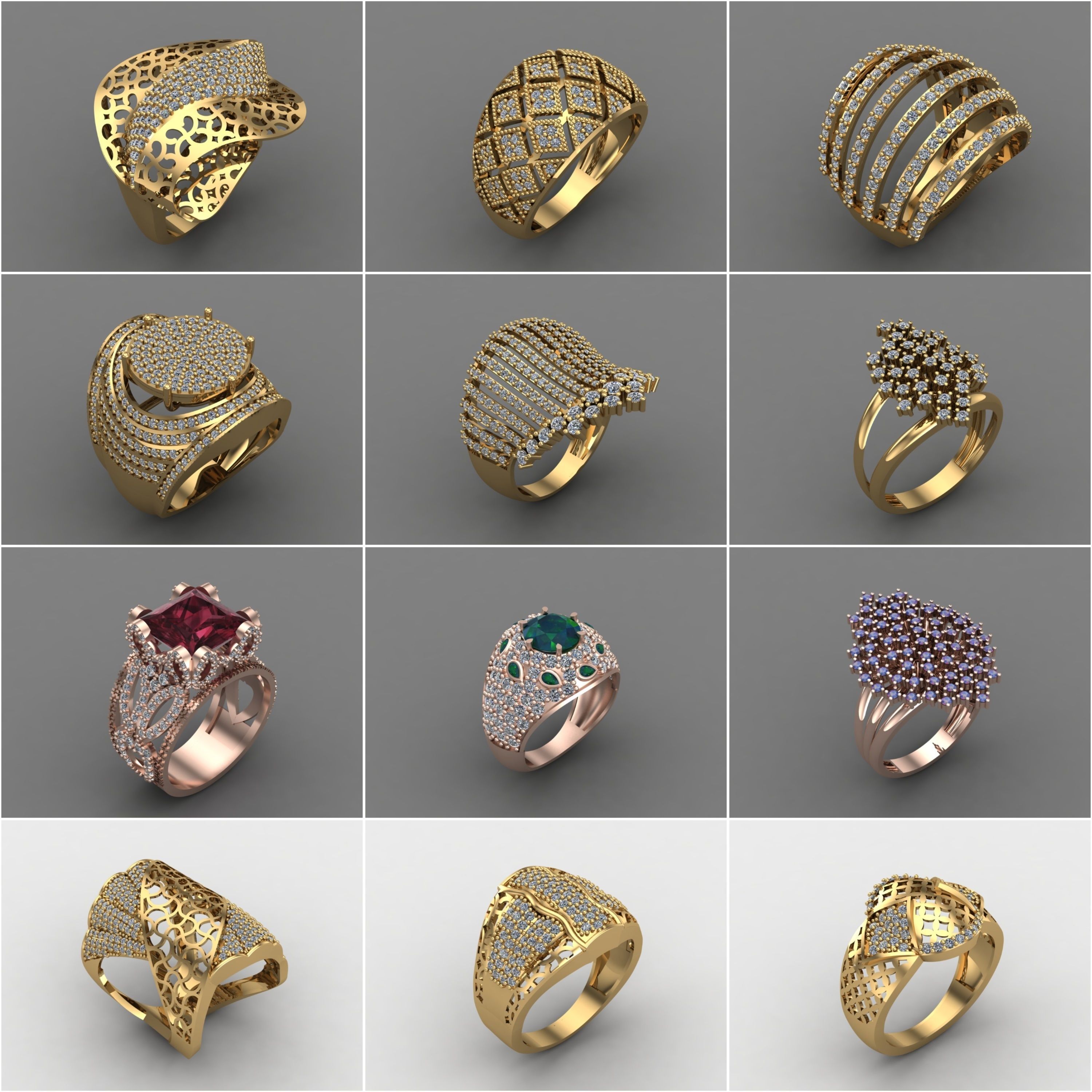 1330 Model Womens ring STL rings for ladies machine ready 3D Model Collection_67