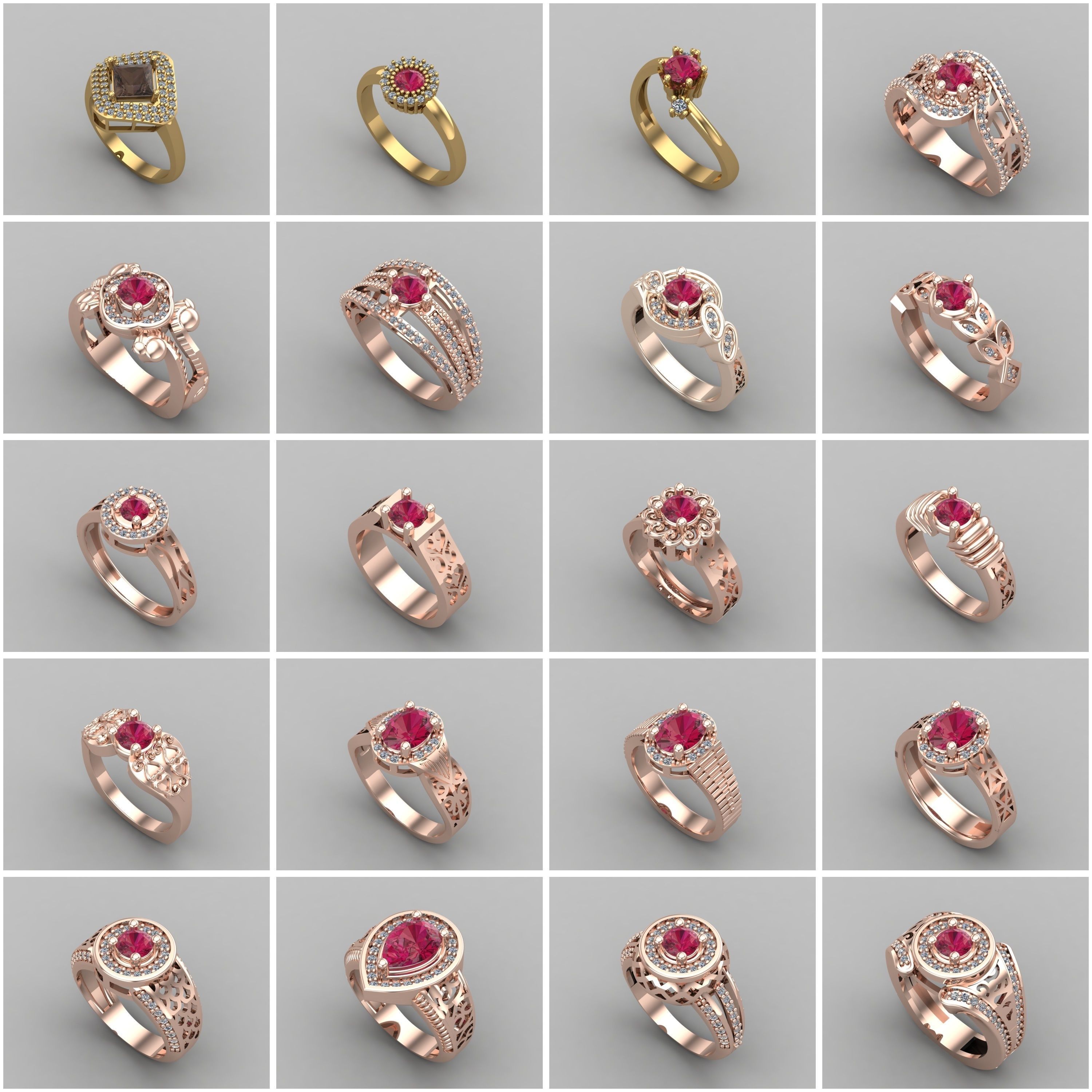 1330 Model Womens ring STL rings for ladies machine ready 3D Model Collection_58
