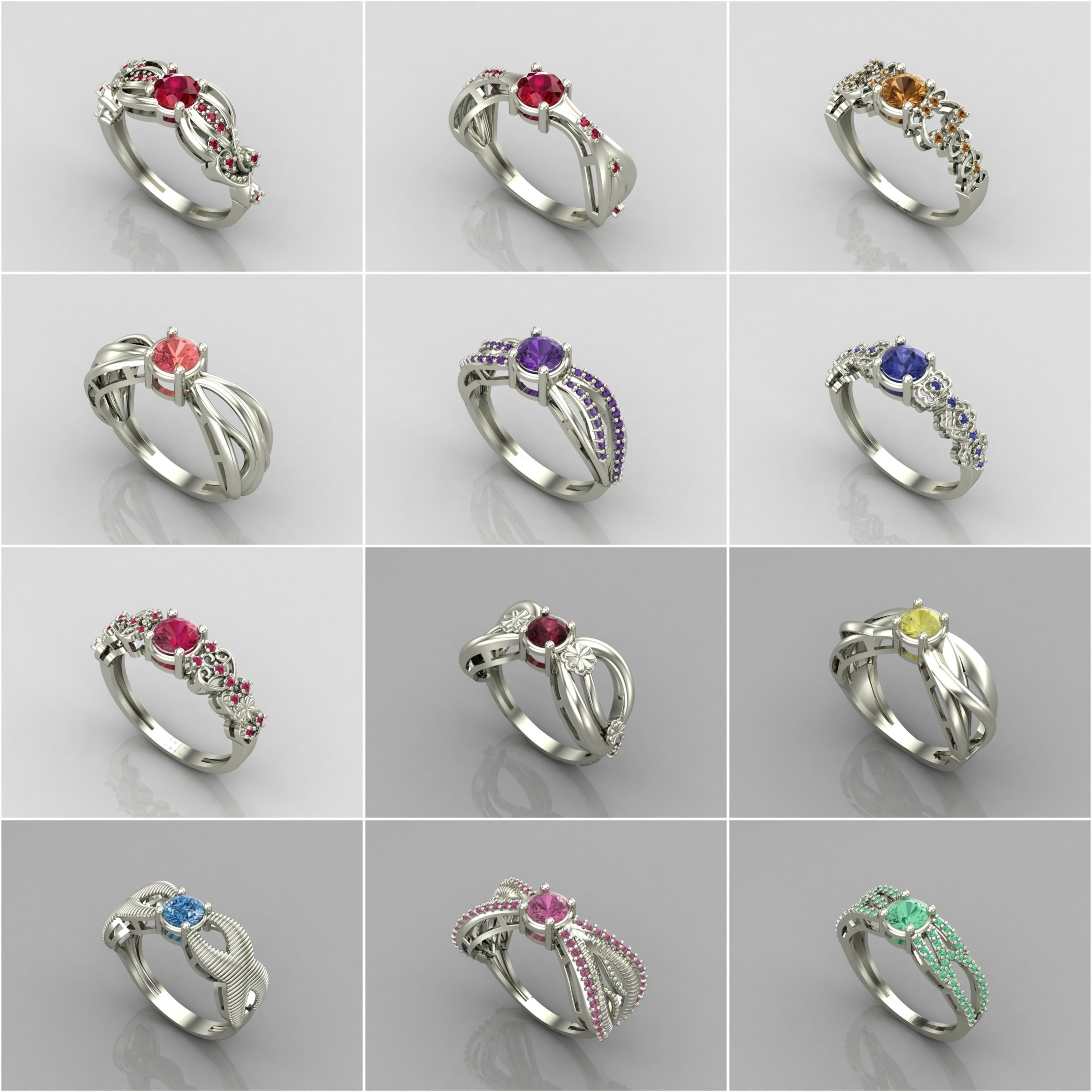 1330 Model Womens ring STL rings for ladies machine ready 3D Model Collection_20