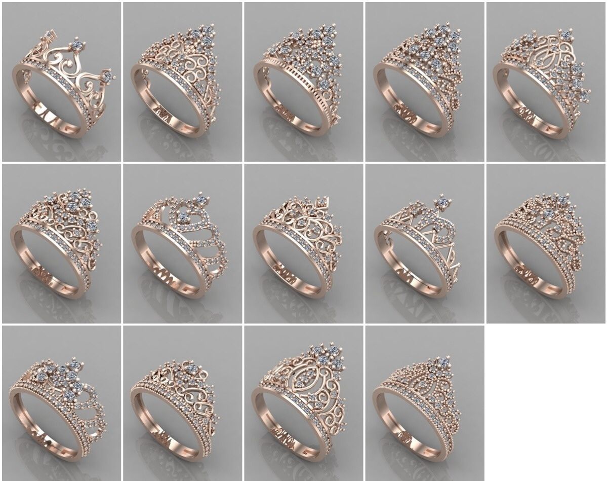 1330 Model Womens ring STL rings for ladies machine ready 3D Model Collection_3