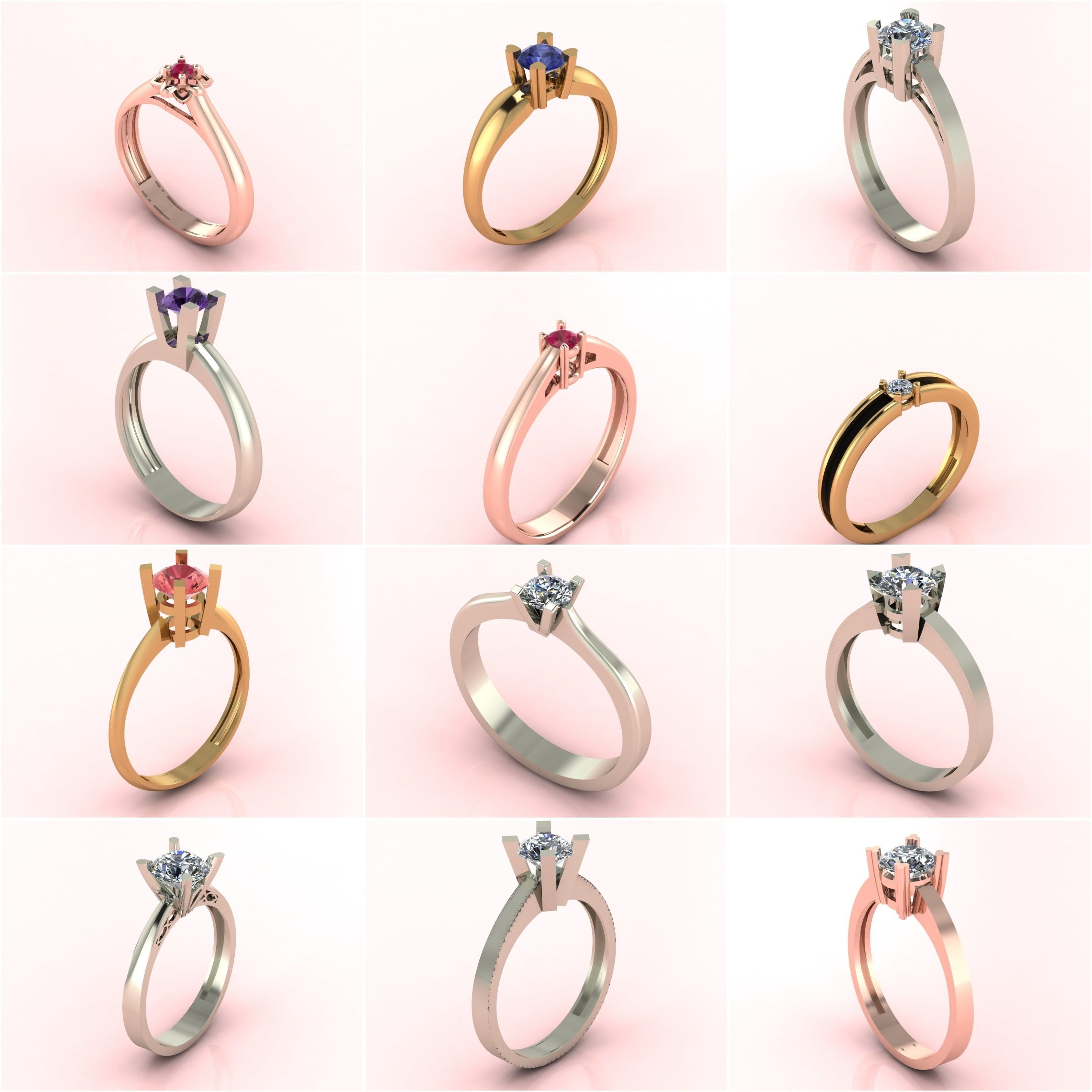 1330 Model Womens ring STL rings for ladies machine ready 3D Model Collection_10