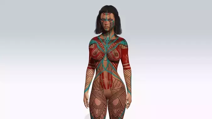 Naked Tribal Girl - Fully Rigged