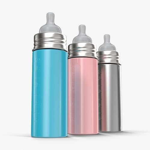 Pura Kiki Insulated Infant Bottle 9OZ 4 in 1 Low-poly 3D model 7