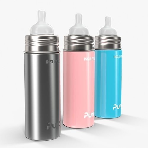 Pura Kiki Insulated Infant Bottle 9OZ 4 in 1 Low-poly 3D model 3
