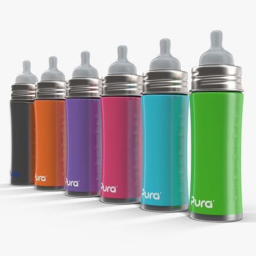 Pura Kiki Insulated Infant Bottle 11OZ 4 in 1 Low-poly 3D model 4