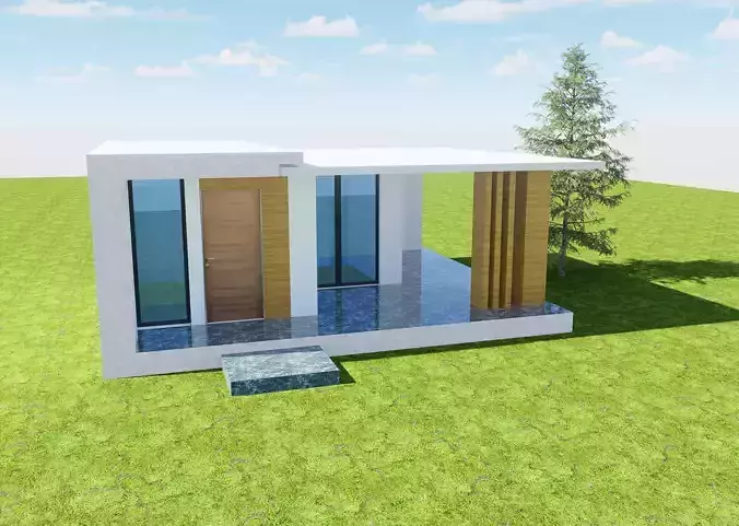 3d modeling of villa exterior appearance in minimalist style