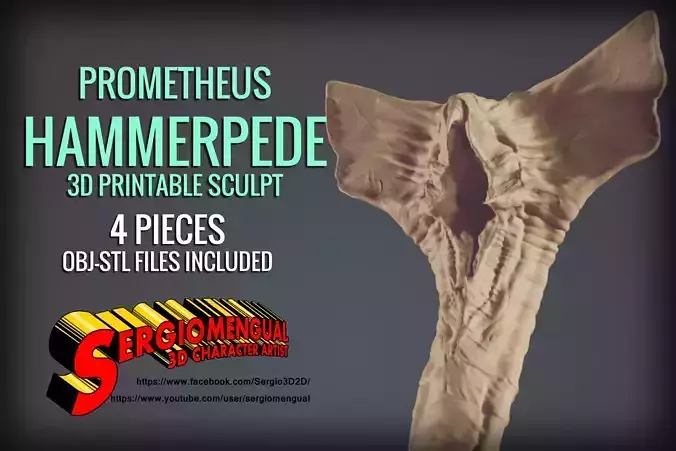Alien Prometheus Hammerpede 3D Printable Sculpt 3D print model
