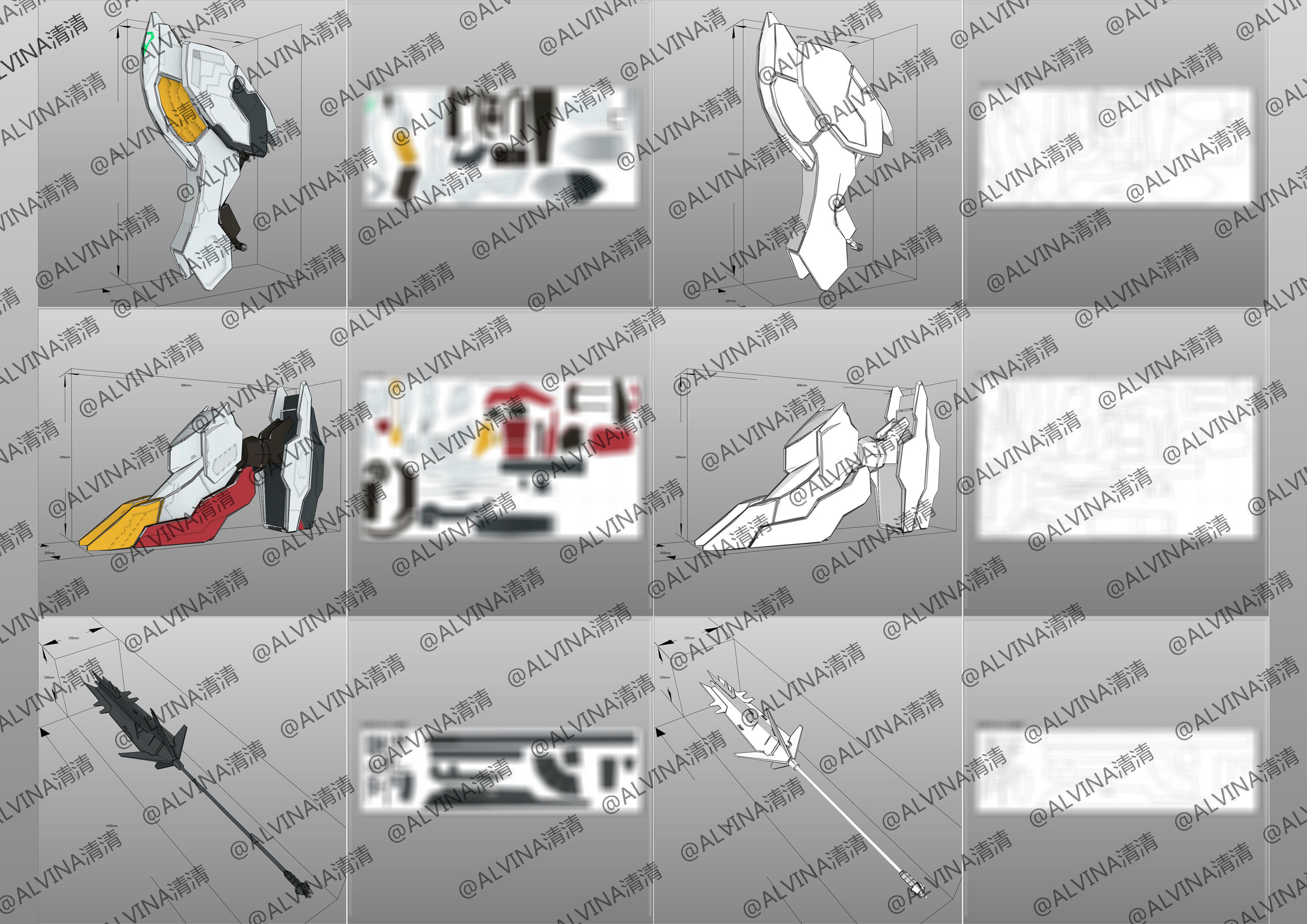 Gundam Barbados Lupus Rex Armor - DIY Cosplay Pepakura Foam Low-poly 3D model_14