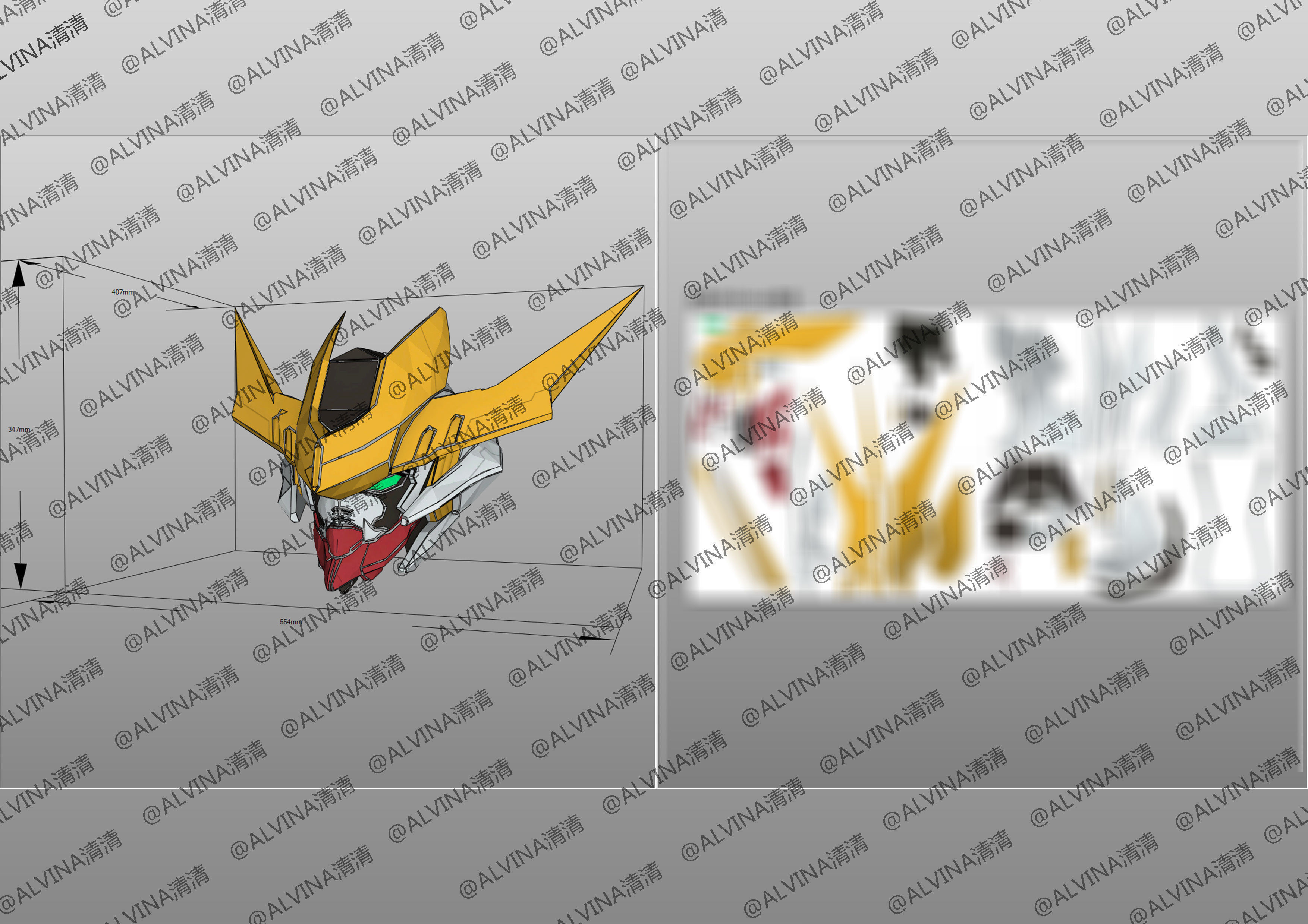 Gundam Barbados Lupus Rex Armor - DIY Cosplay Pepakura Foam Low-poly 3D model_17