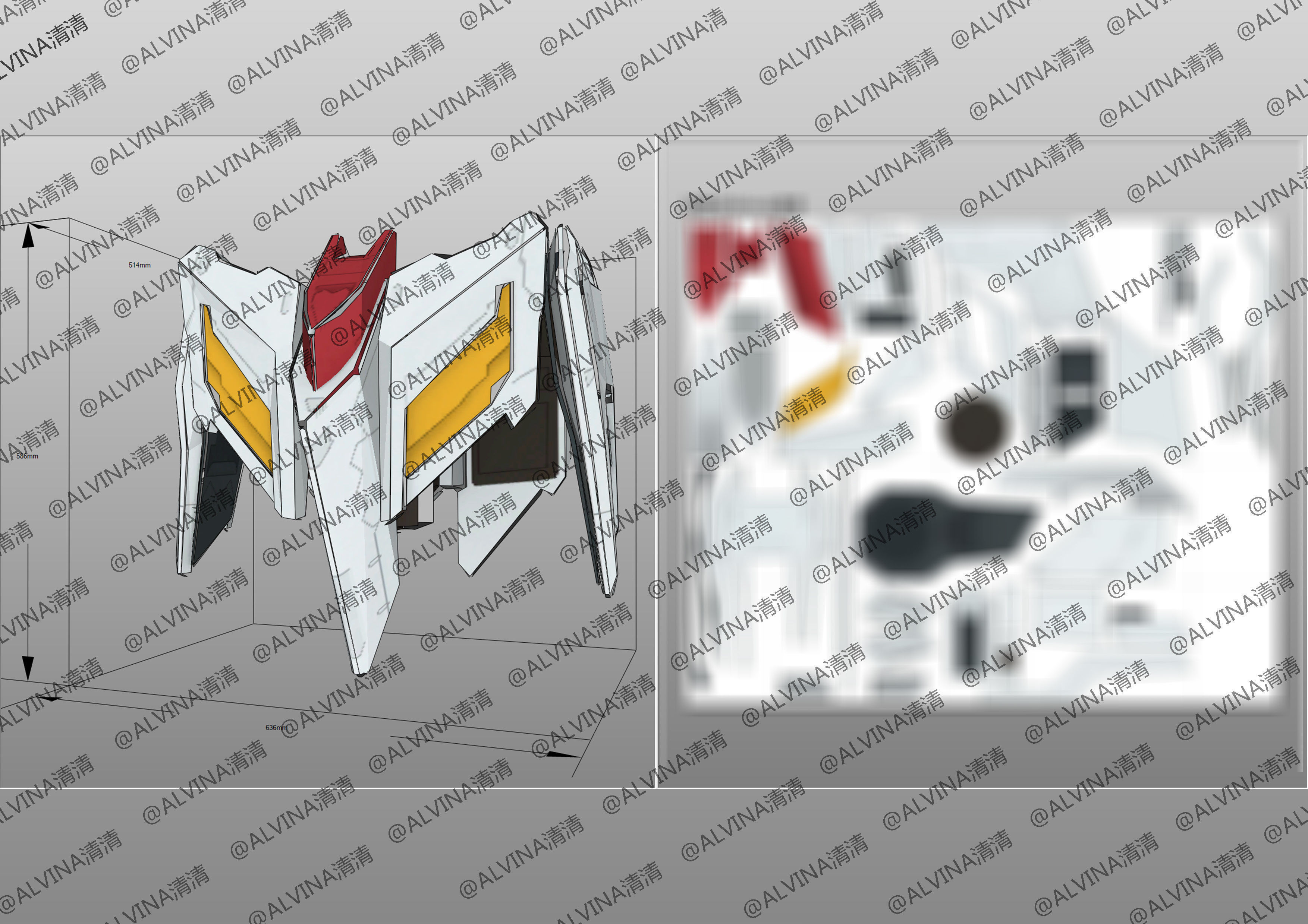 Gundam Barbados Lupus Rex Armor - DIY Cosplay Pepakura Foam Low-poly 3D model_25