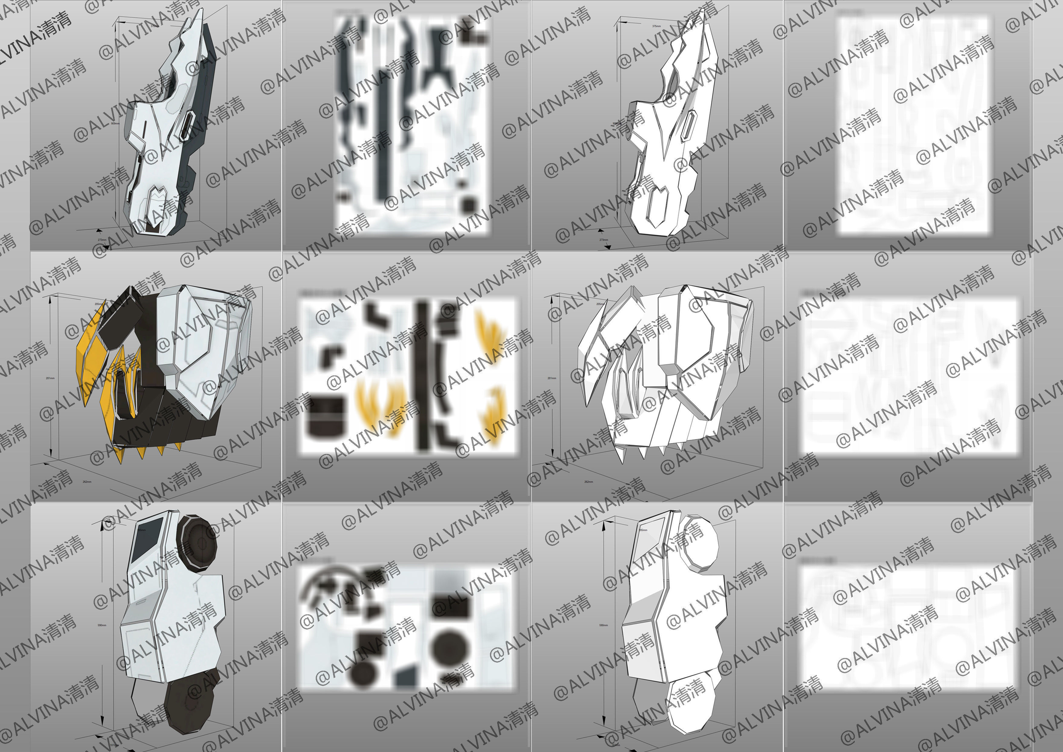 Gundam Barbados Lupus Rex Armor - DIY Cosplay Pepakura Foam Low-poly 3D model_13