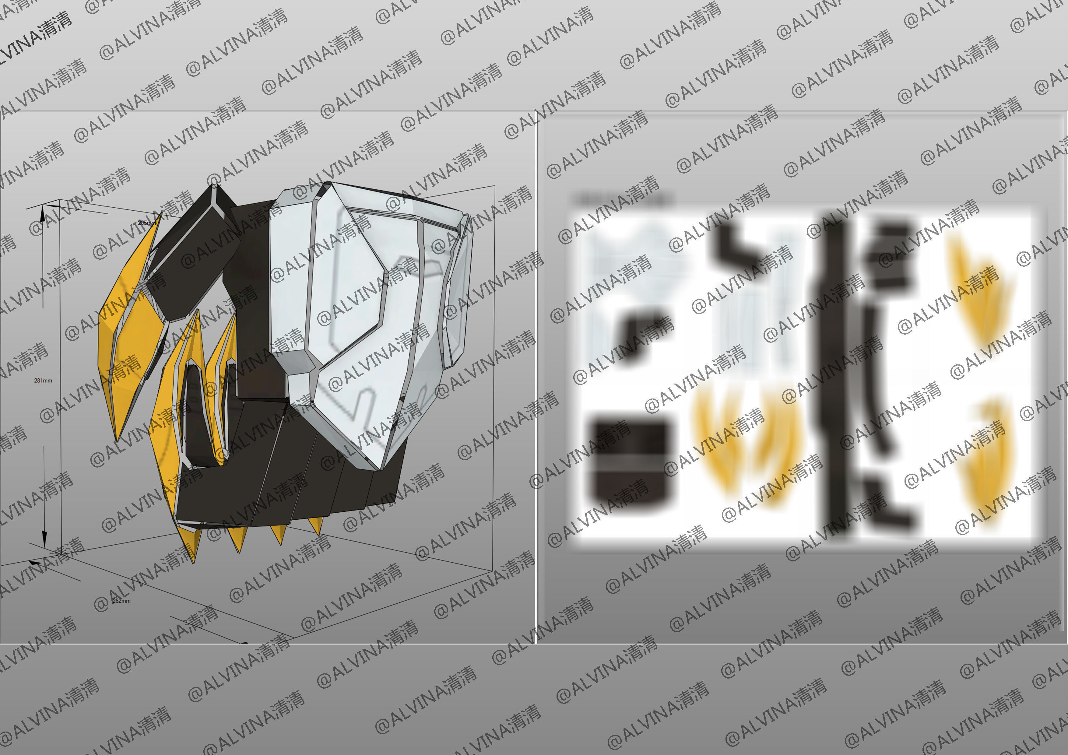 Gundam Barbados Lupus Rex Armor - DIY Cosplay Pepakura Foam Low-poly 3D model_35