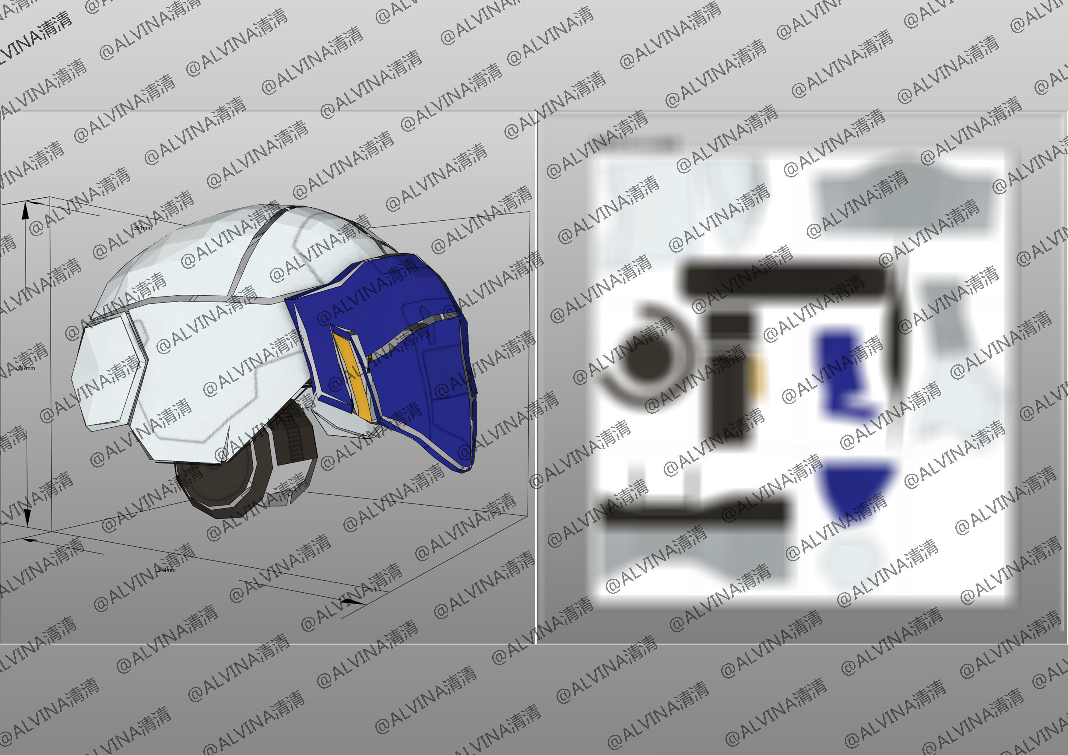 Gundam Barbados Lupus Rex Armor - DIY Cosplay Pepakura Foam Low-poly 3D model_29