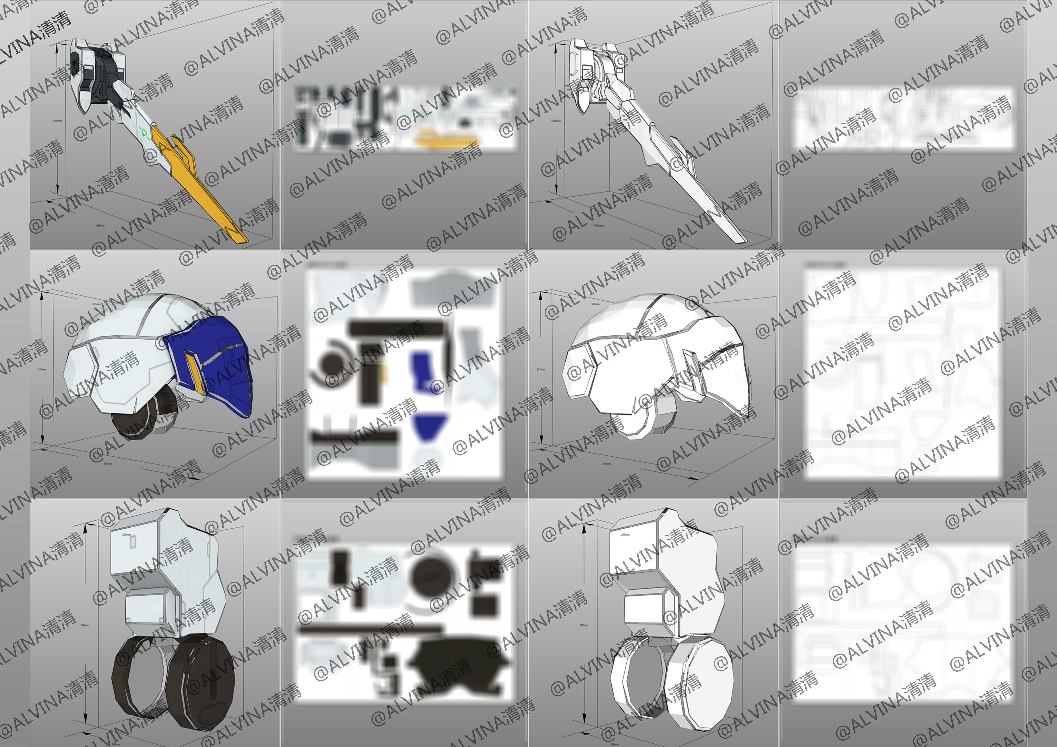 Gundam Barbados Lupus Rex Armor - DIY Cosplay Pepakura Foam Low-poly 3D model_12