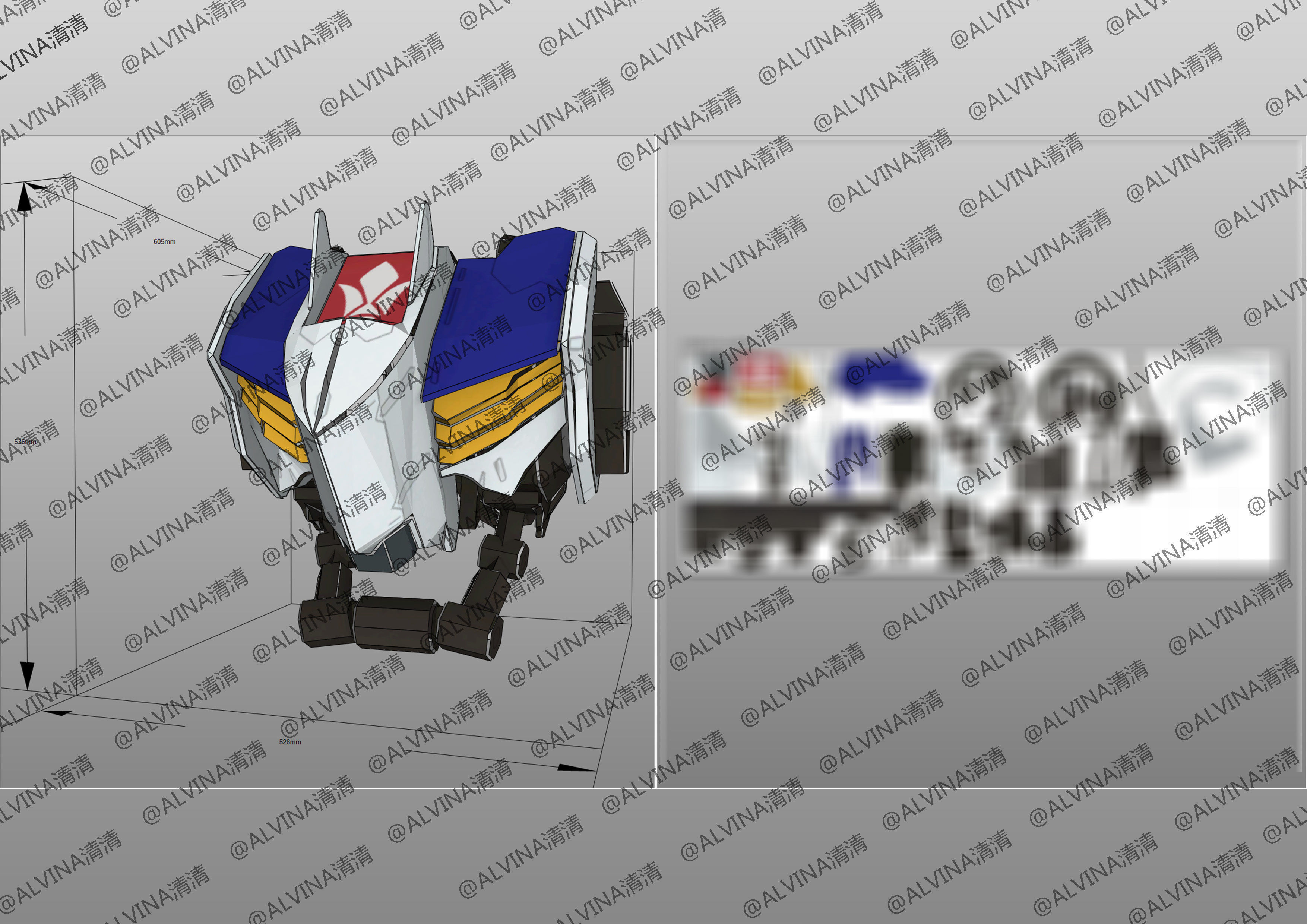 Gundam Barbados Lupus Rex Armor - DIY Cosplay Pepakura Foam Low-poly 3D model_23