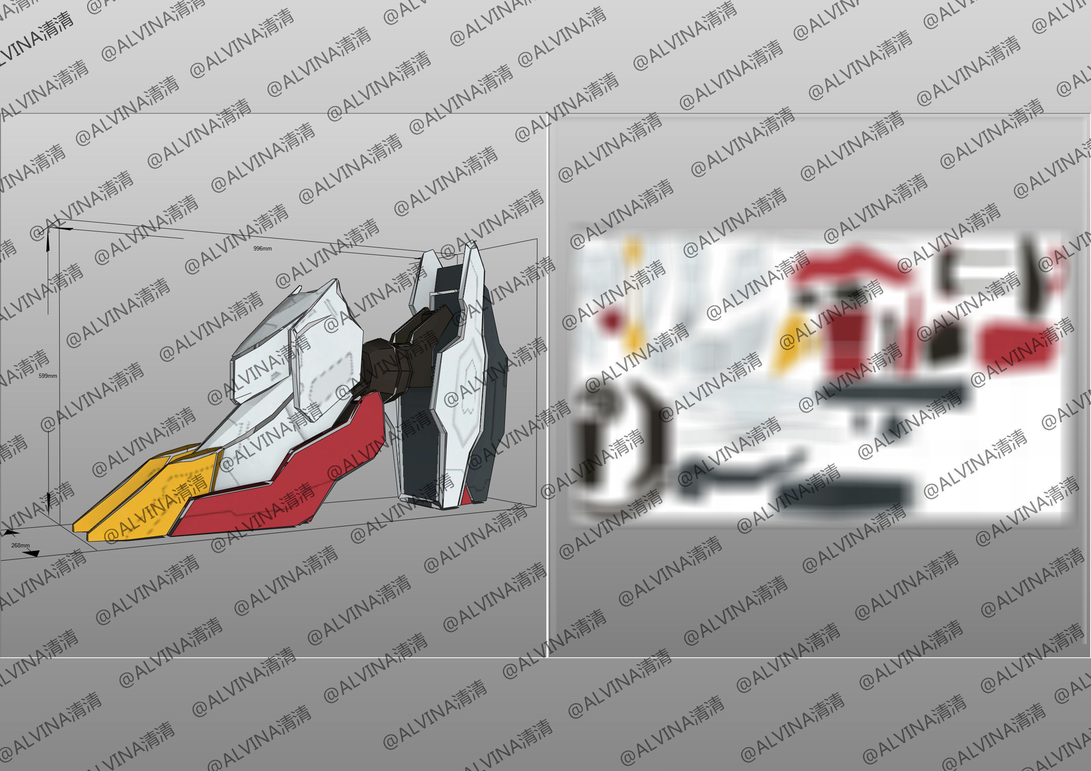 Gundam Barbados Lupus Rex Armor - DIY Cosplay Pepakura Foam Low-poly 3D model_41