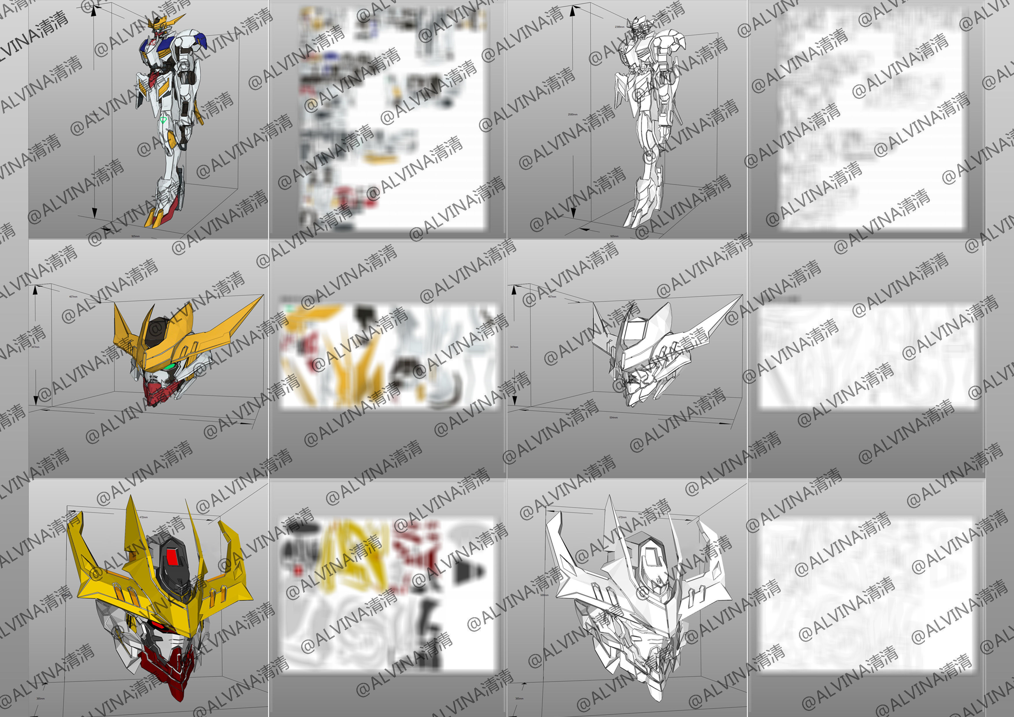Gundam Barbados Lupus Rex Armor - DIY Cosplay Pepakura Foam Low-poly 3D model_10