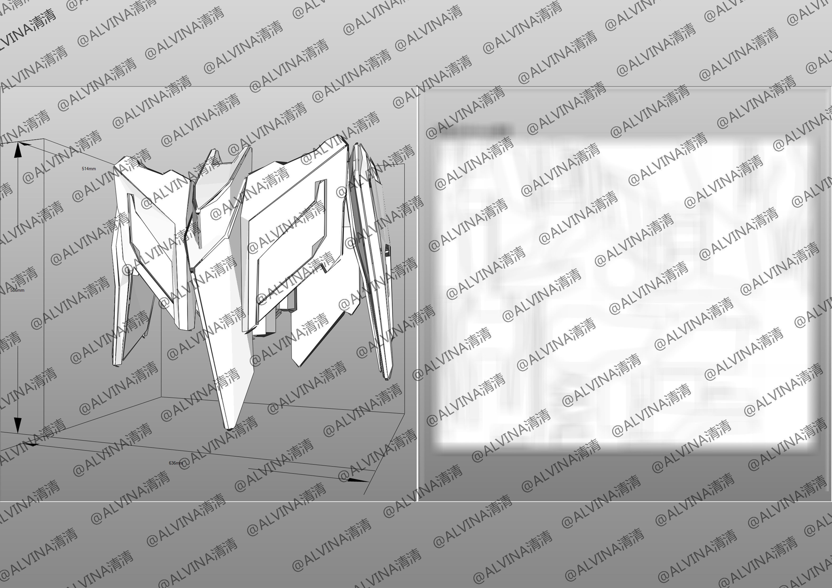 Gundam Barbados Lupus Rex Armor - DIY Cosplay Pepakura Foam Low-poly 3D model_26