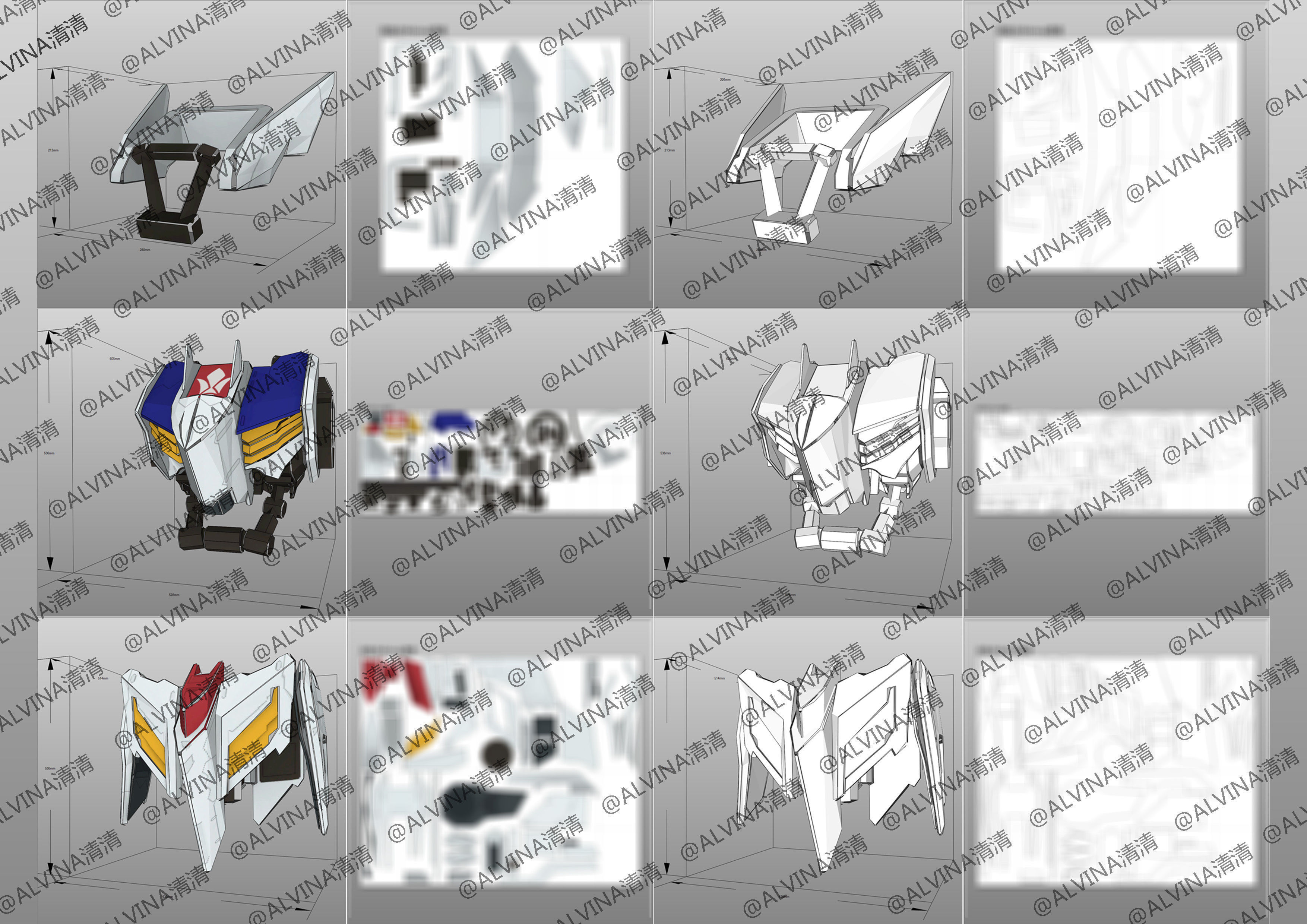 Gundam Barbados Lupus Rex Armor - DIY Cosplay Pepakura Foam Low-poly 3D model_11