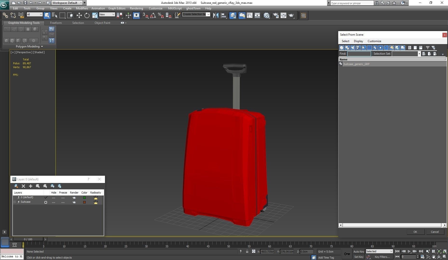 Suitcase Red Generic Low-poly 3D model_39