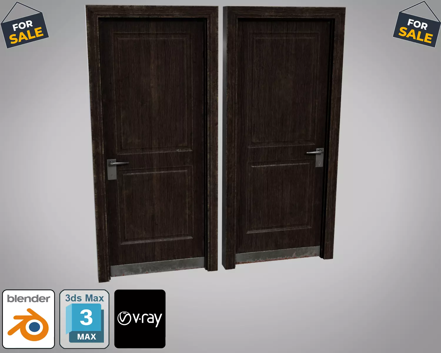 Bathroom door Low-poly 3D model_0