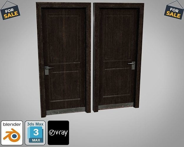 Bathroom door Low-poly 3D model