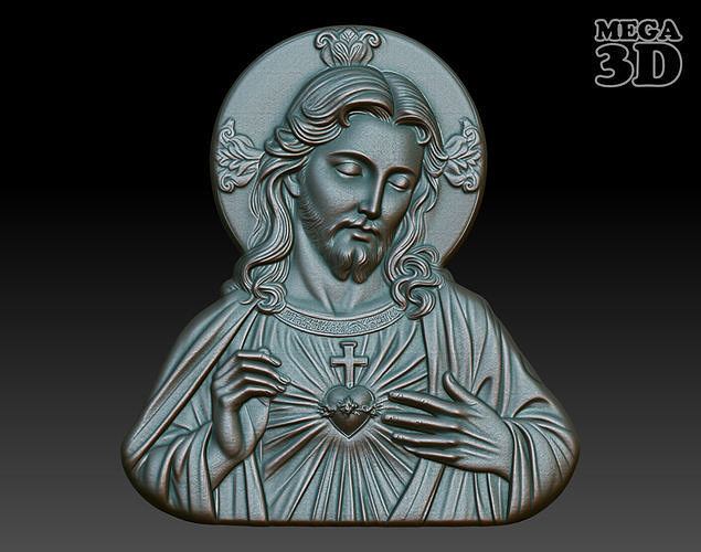 Jesus Portrait basrelief 18 240604 3D print model