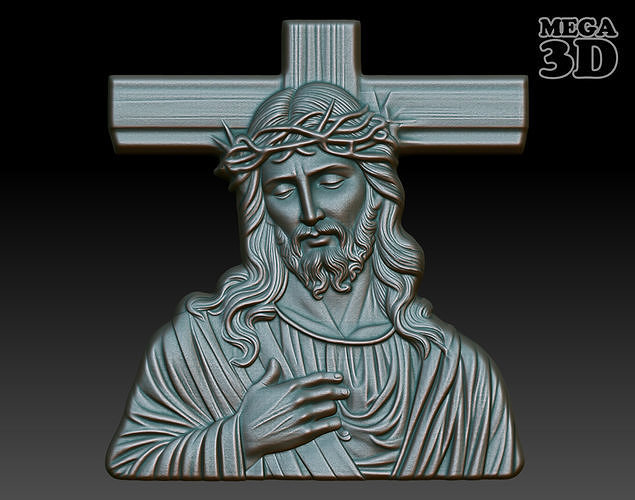 Jesus Portrait basrelief 16 240604 3D print model