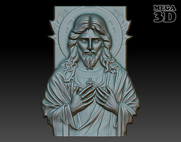 Jesus Portrait basrelief 15 240604 3D print model